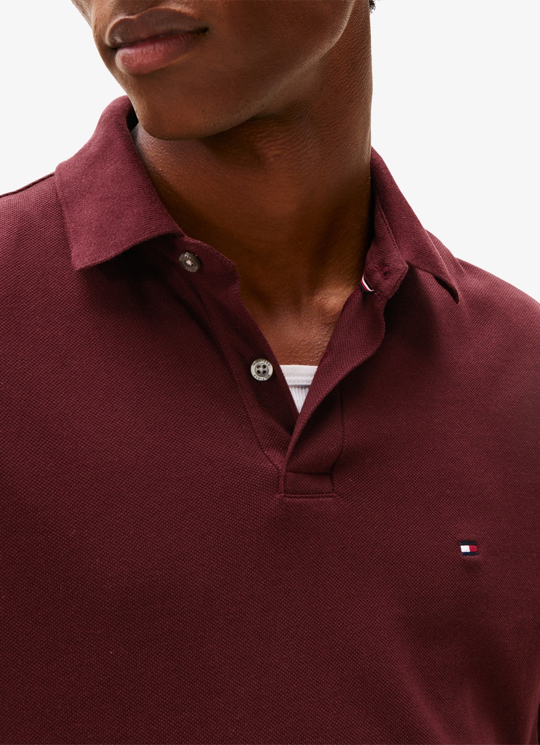 Tommy Hilfiger 1985 regular fit polo van piqué katoen  - detail 4 bordeauxrood