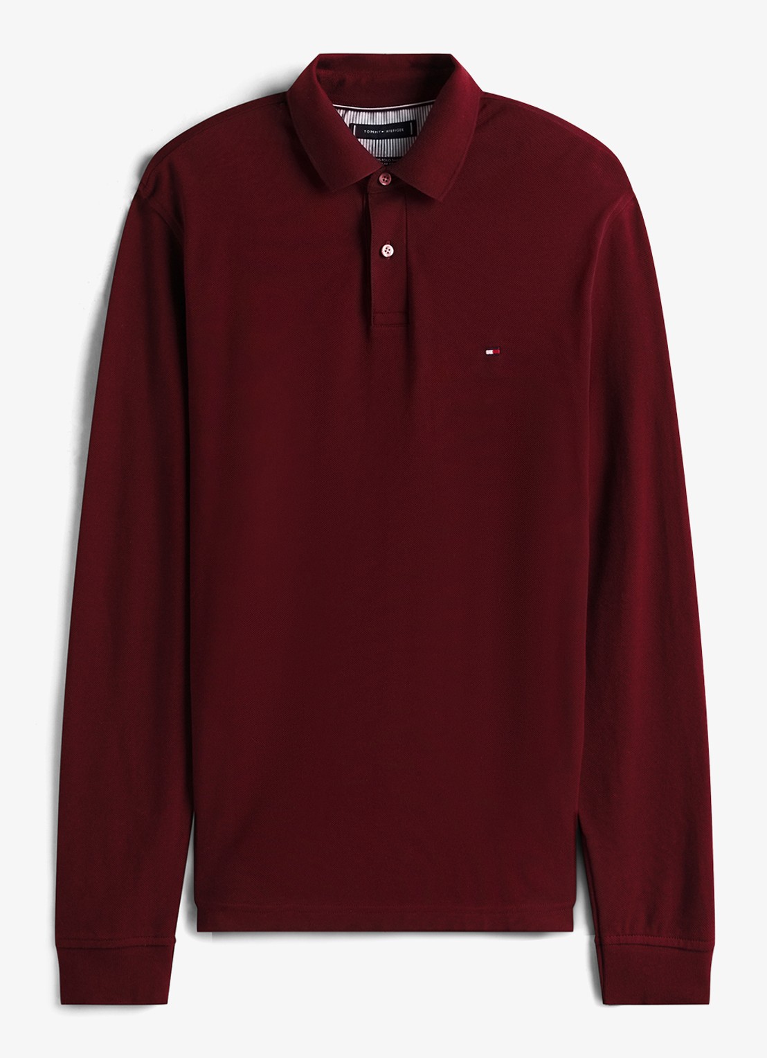 Tommy Hilfiger 1985 regular fit polo van piqué katoen  - voorkant bordeauxrood