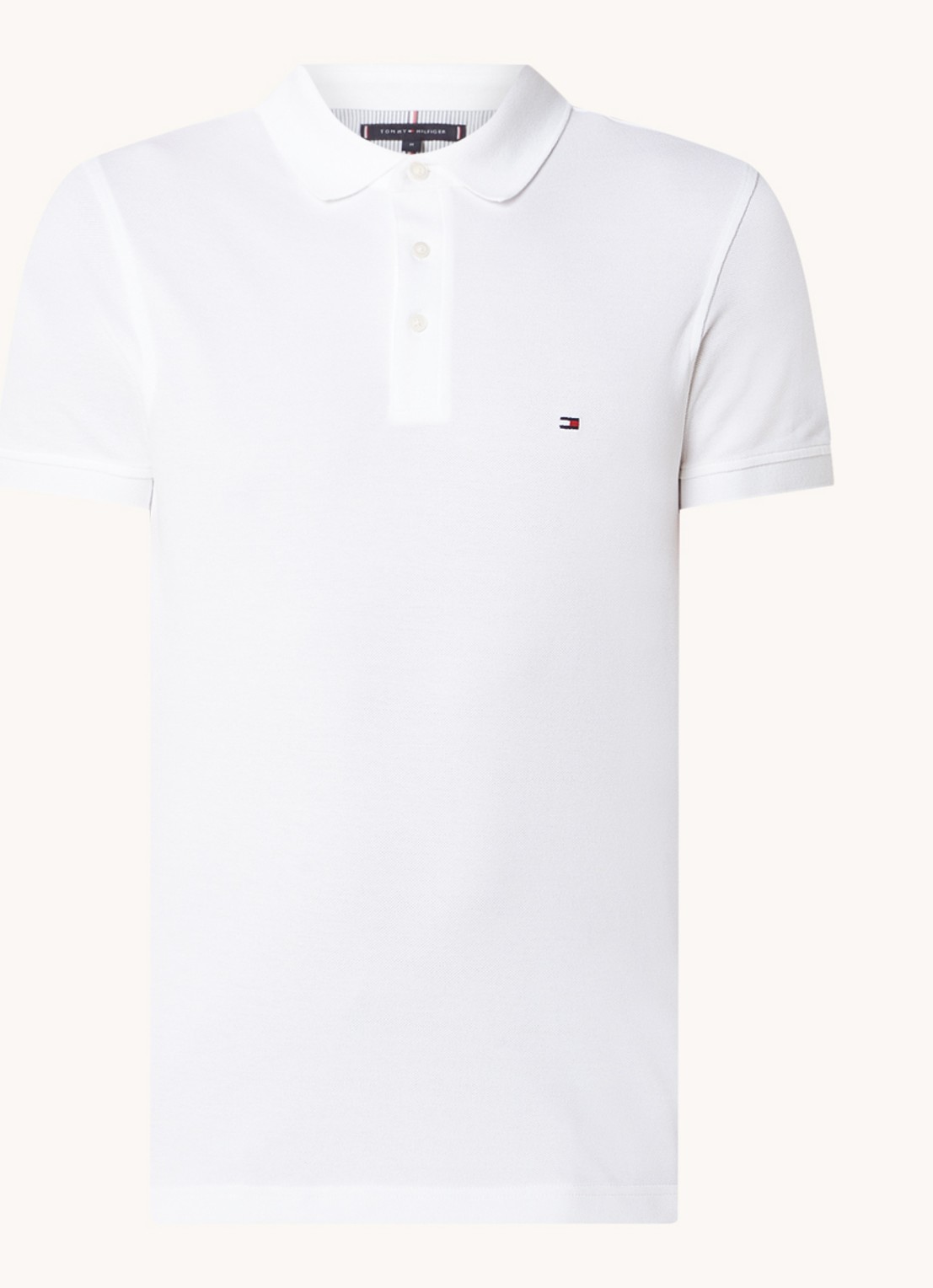 Tommy Hilfiger 1985 slim fit polo met logoborduring - voorkant 2 white  / wit