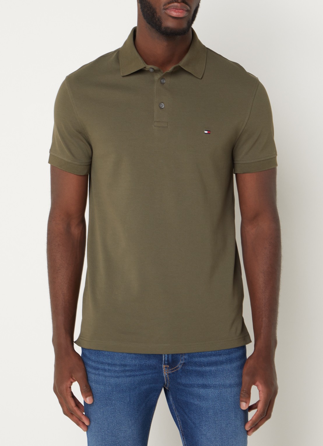 Tommy Hilfiger 1985 slim fit polo met logoborduring - detail 4 army green / groen
