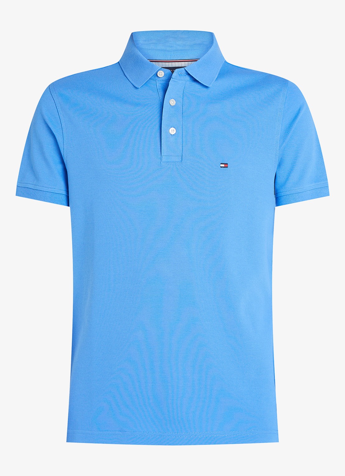 Tommy Hilfiger 1985 slim fit polo met logoborduring - voorkant 4 blue spell / blauw
