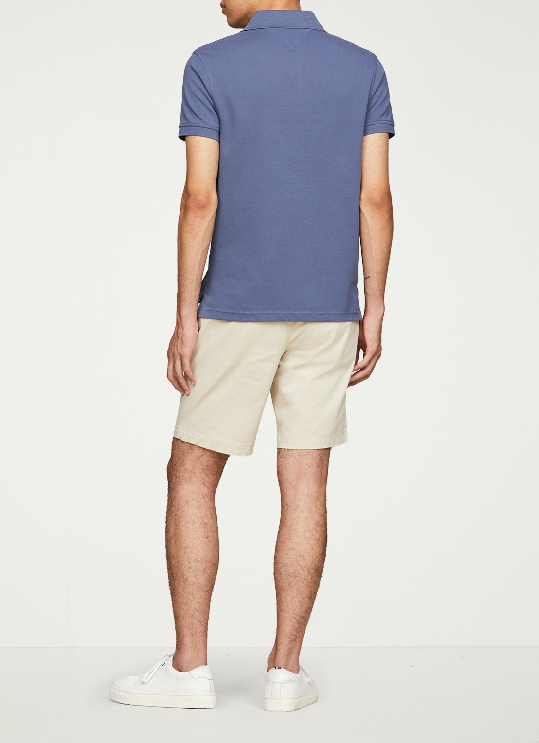 Tommy Hilfiger 1985 slim fit polo met logoborduring - achterkant 4 faded indigo / blauw