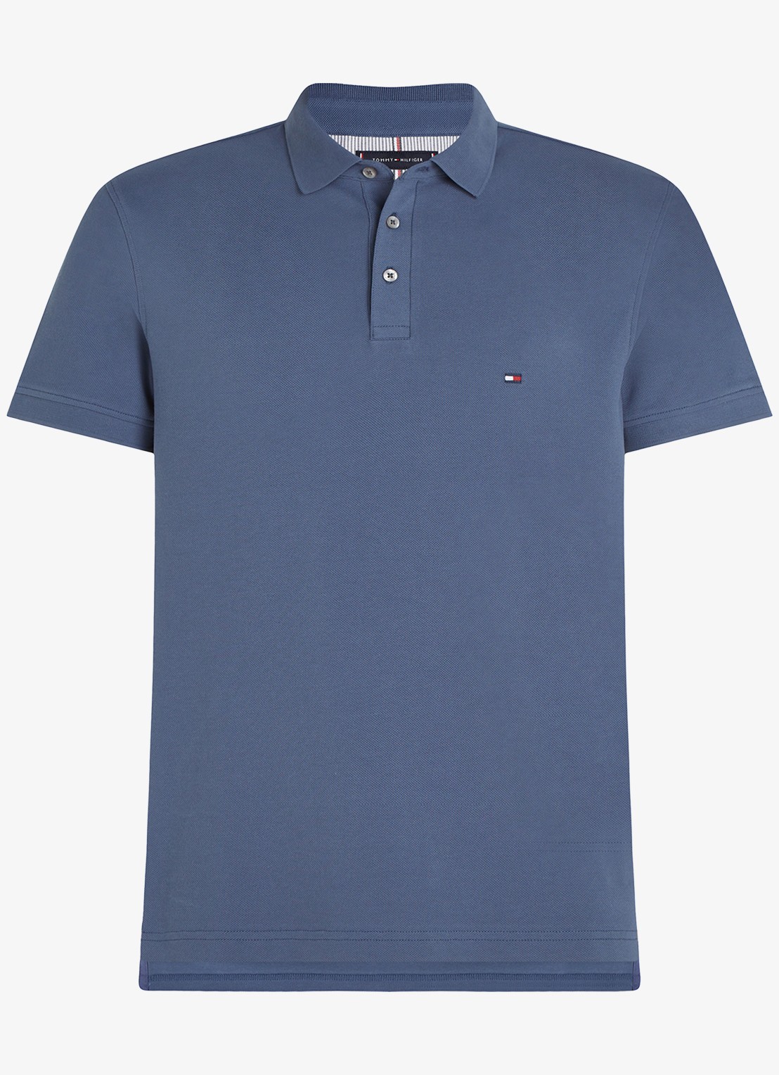 Tommy Hilfiger 1985 slim fit polo met logoborduring - voorkant 5 faded indigo / blauw
