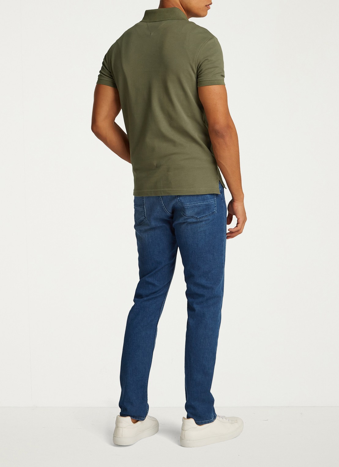 Tommy Hilfiger 1985 slim fit polo met logoborduring - achterkant 9 army green / groen