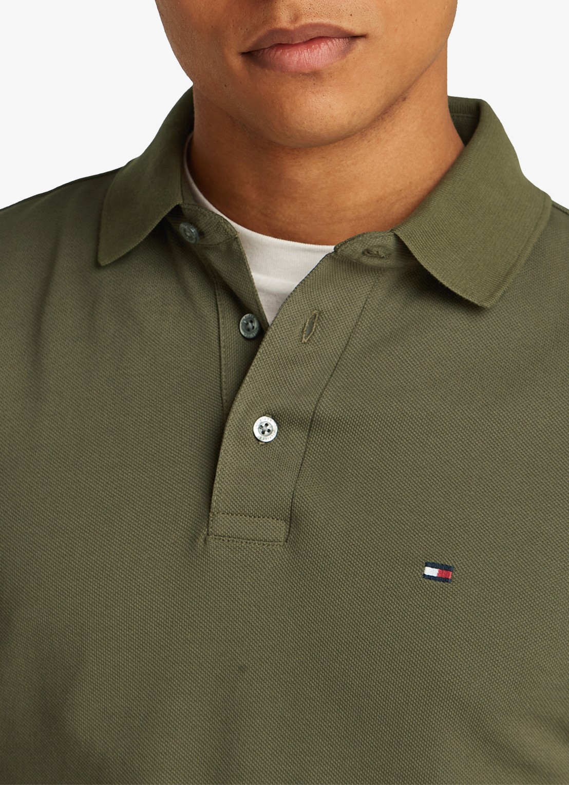 Tommy Hilfiger 1985 slim fit polo met logoborduring - detail 6 army green / groen