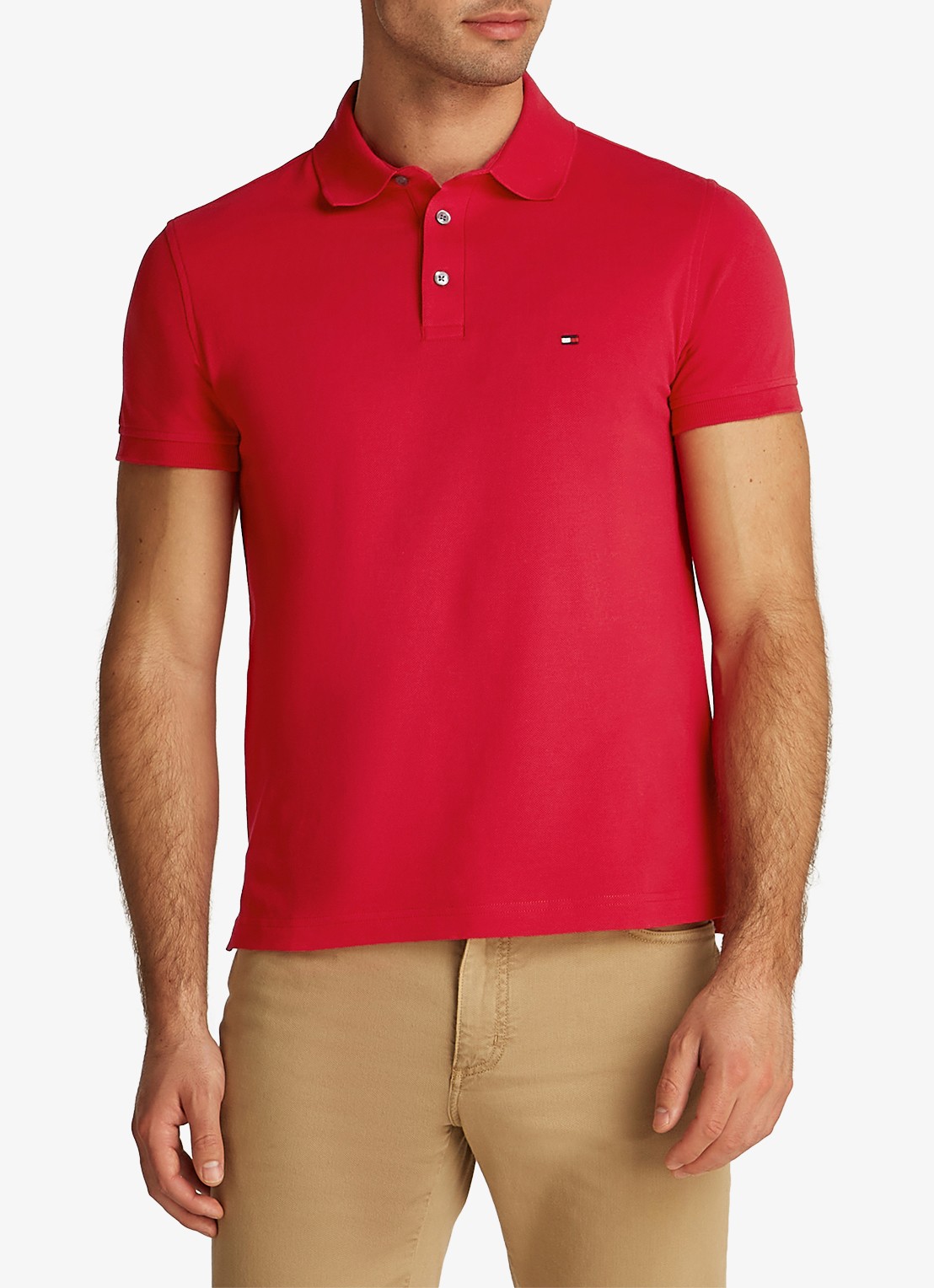 Tommy Hilfiger 1985 slim fit polo met logoborduring - detail 2 primary red / rood