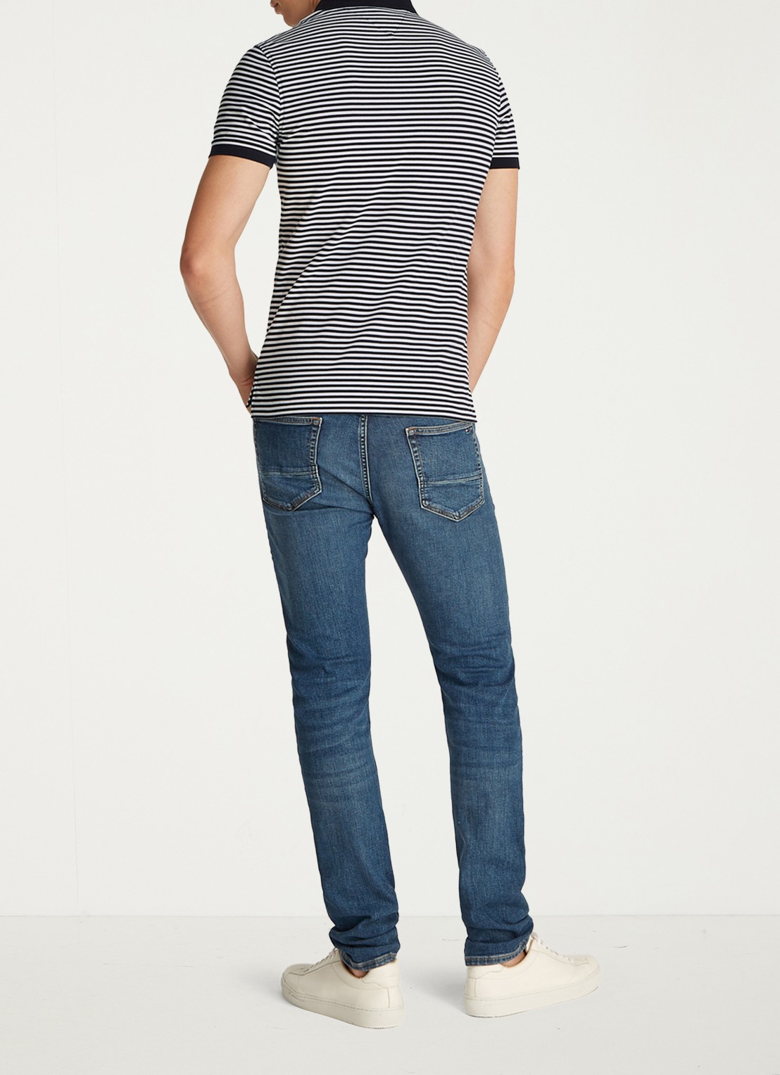 Tommy Hilfiger 1985 slim fit polo met logoborduring - achterkant desert sky/white / blauw