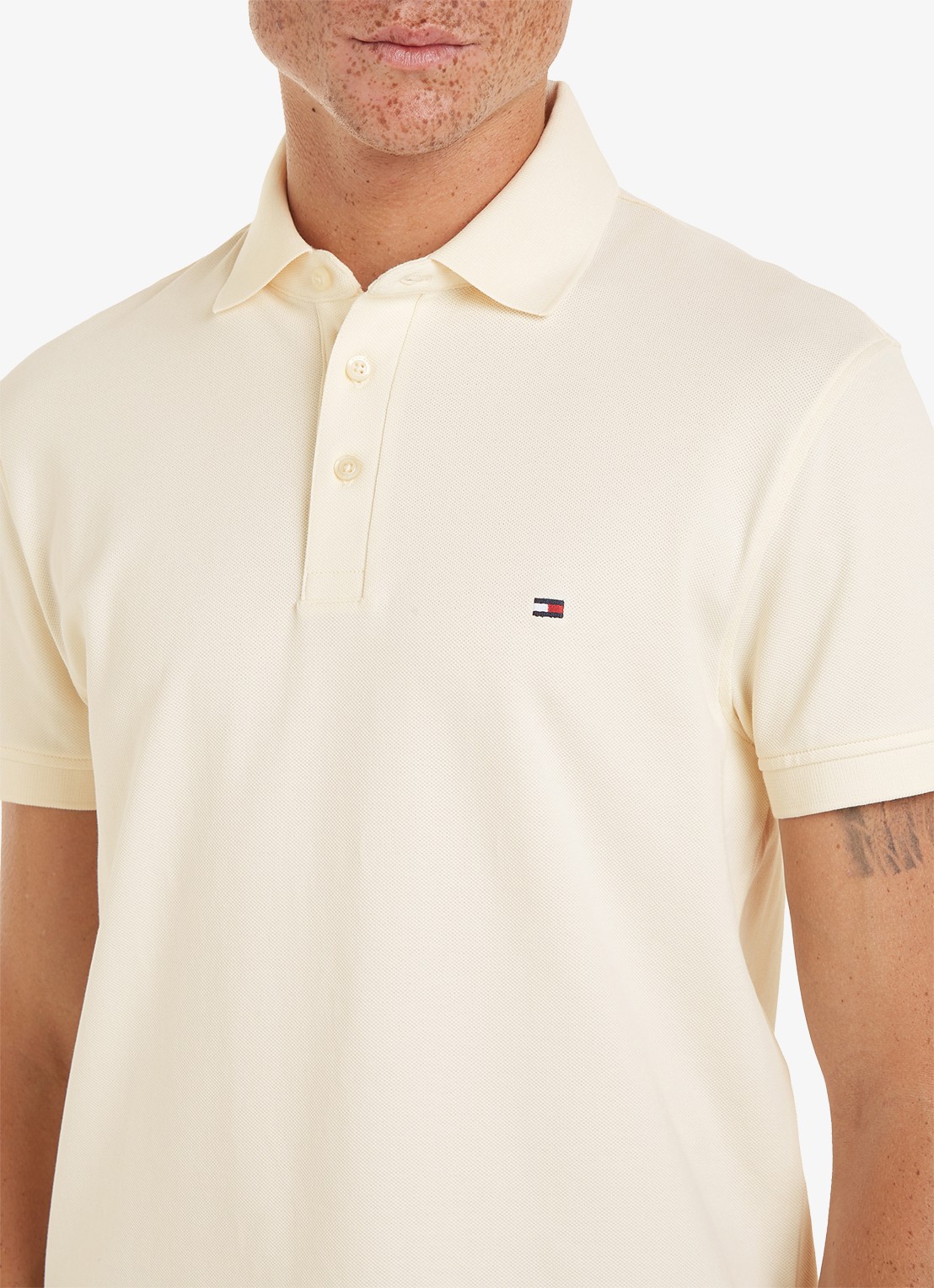 Tommy Hilfiger 1985 slim fit polo met logoborduring - detail 4 calico  / beige