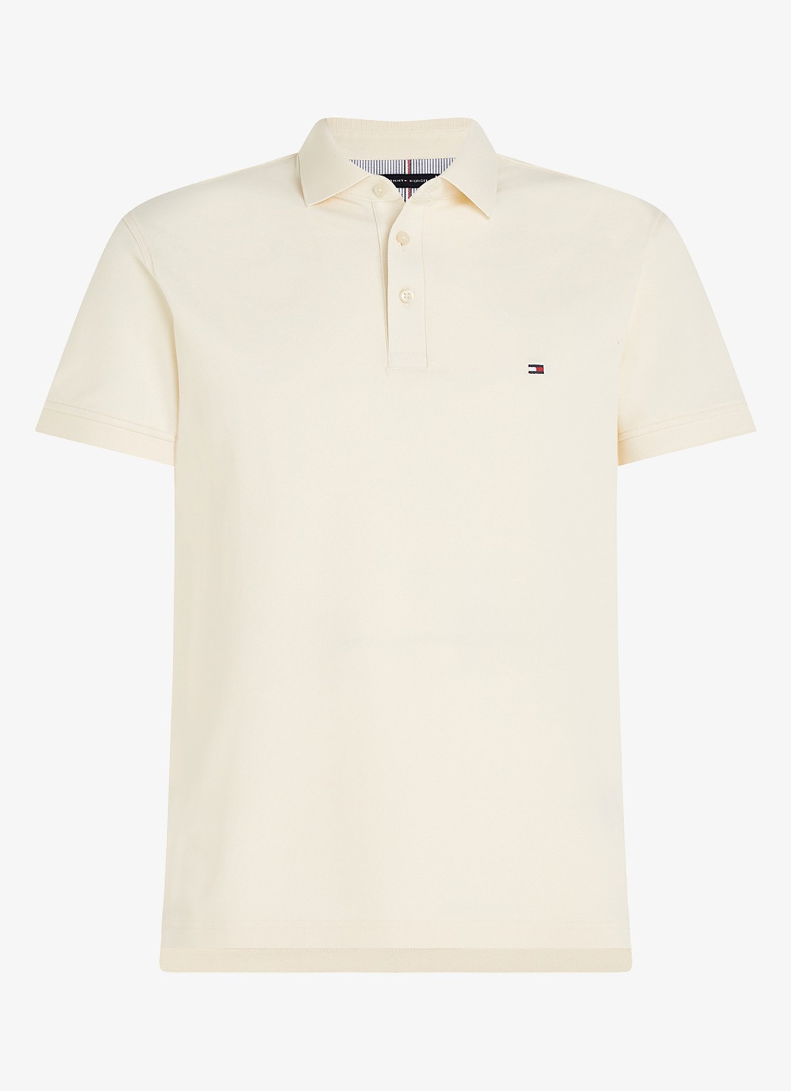 Tommy Hilfiger 1985 slim fit polo met logoborduring - voorkant 2 calico  / beige