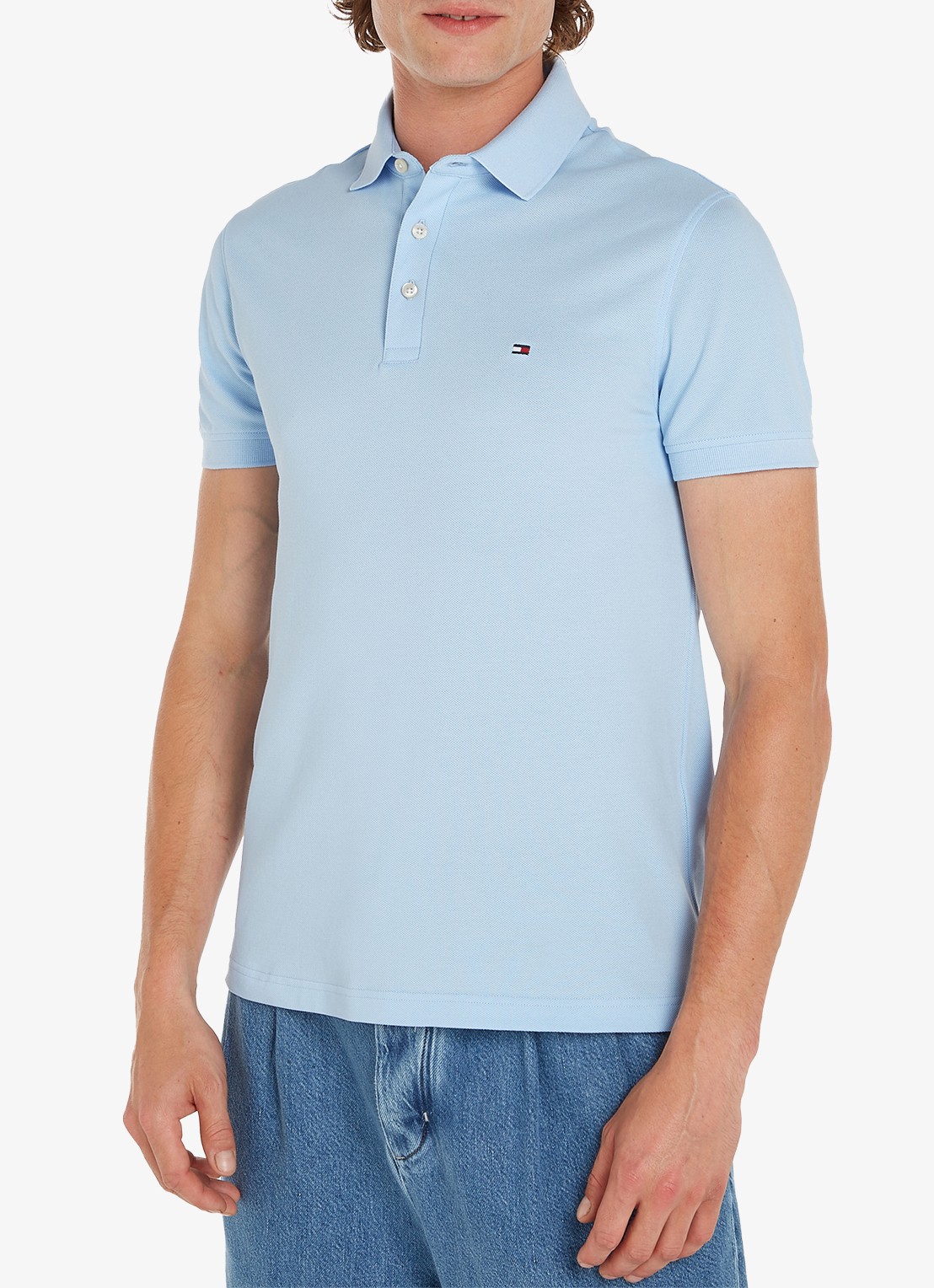 Tommy Hilfiger 1985 slim fit polo met logoborduring - detail kingly blue / blauw