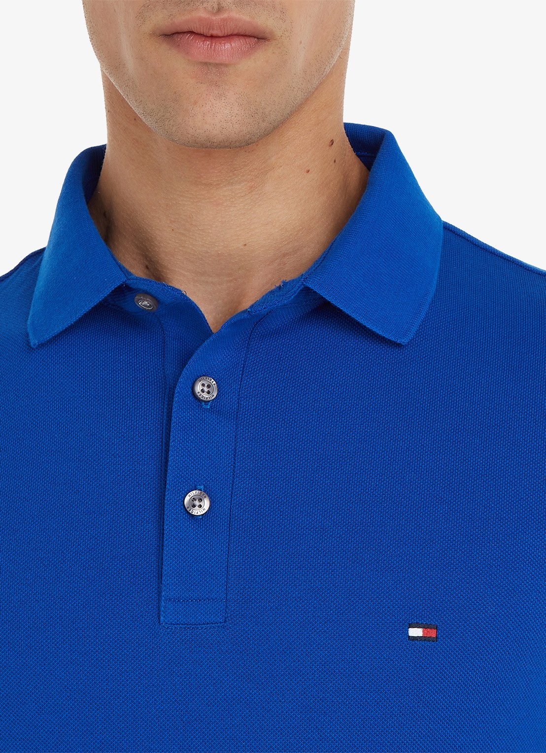 Tommy Hilfiger 1985 slim fit polo met logoborduring - detail 3 ultra blue / blauw