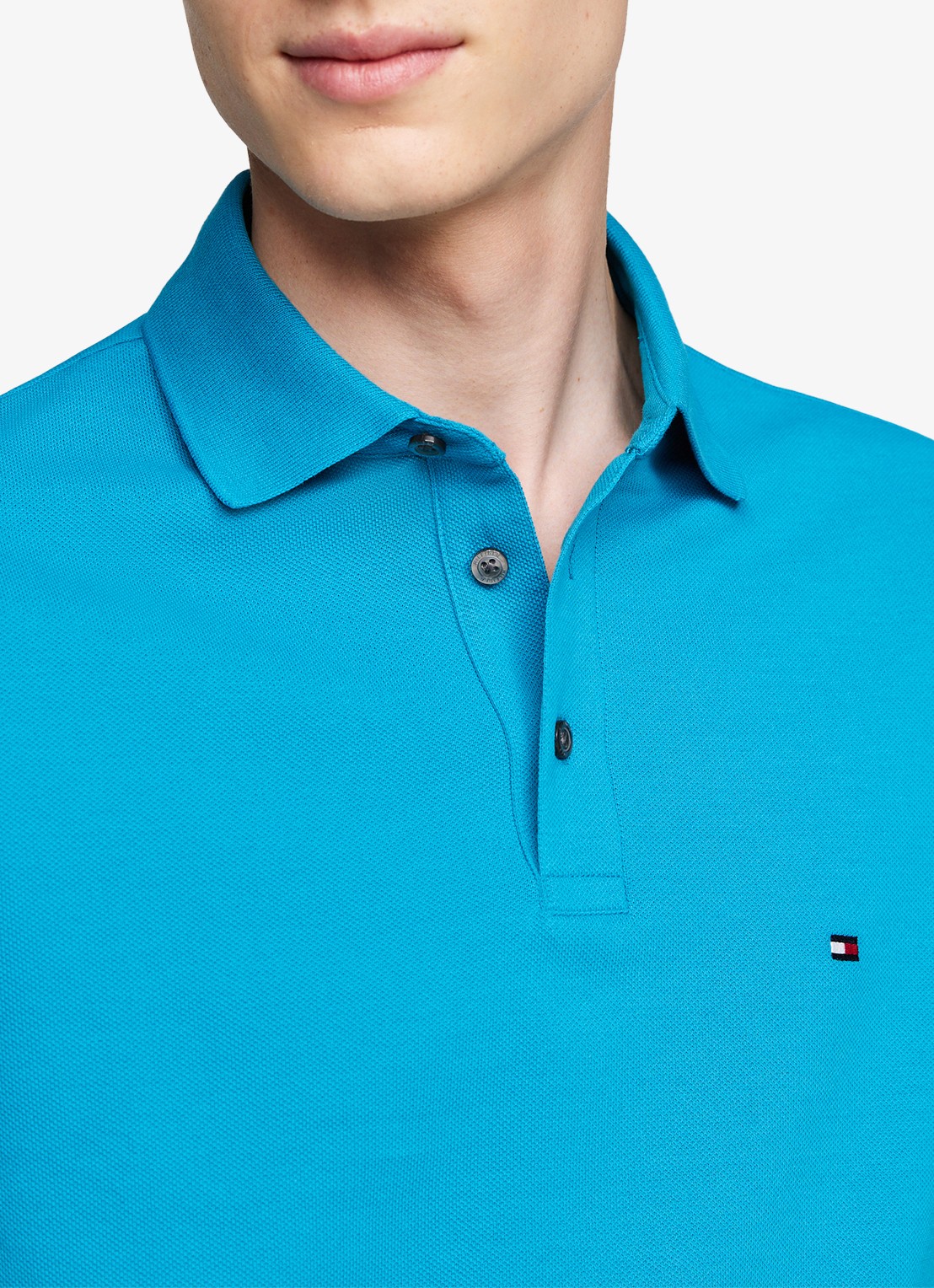 Tommy Hilfiger 1985 slim fit polo met logoborduring - detail 2 surf blue / blauw