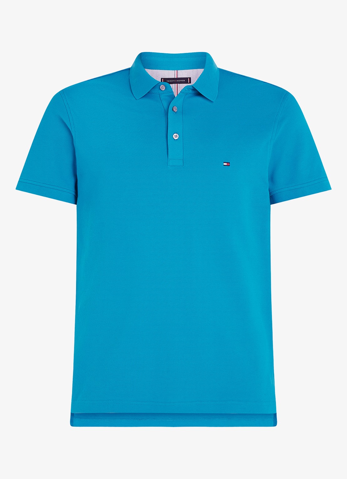 Tommy Hilfiger 1985 slim fit polo met logoborduring - voorkant 3 surf blue / blauw