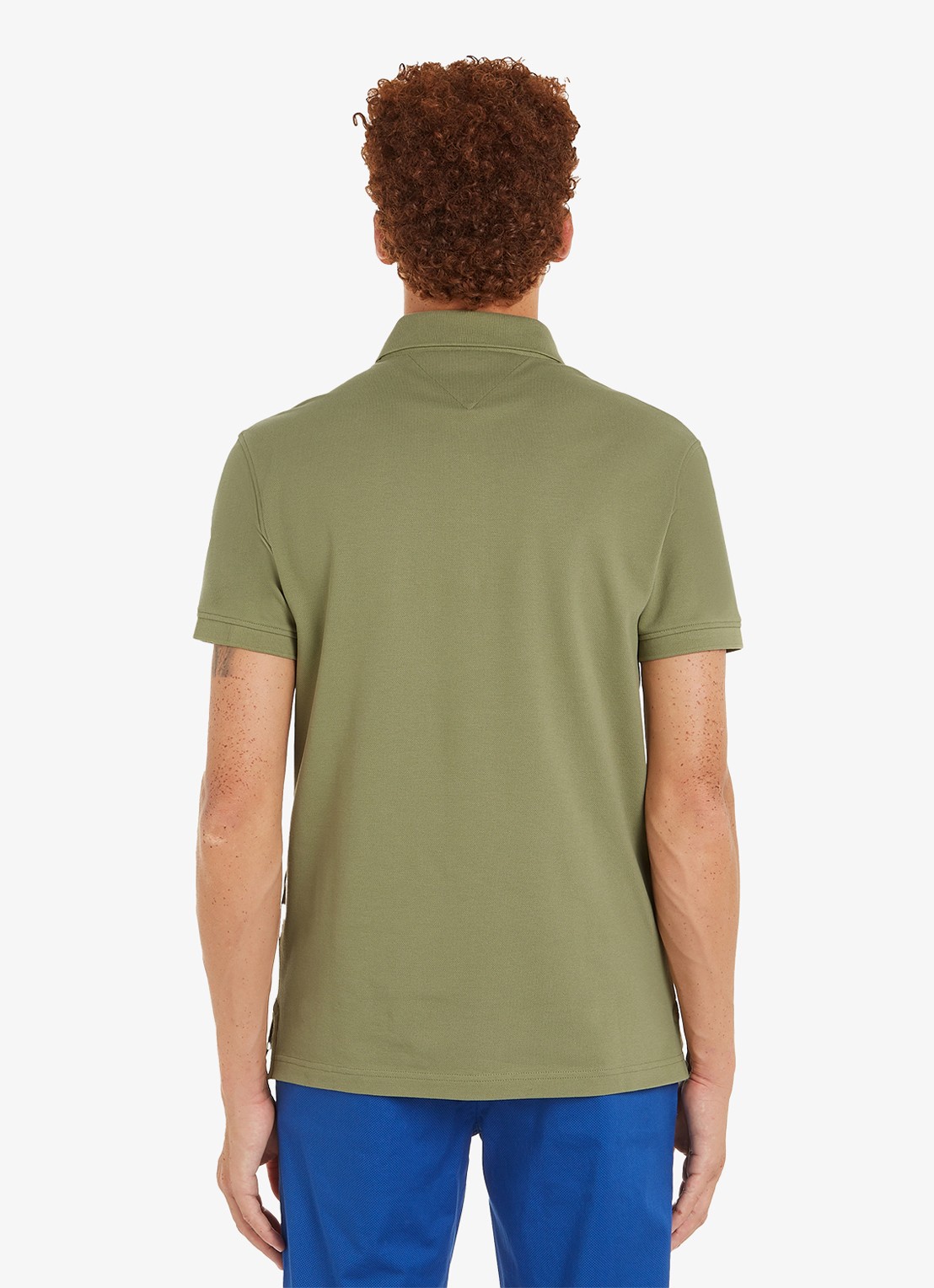 Tommy Hilfiger 1985 slim fit polo met logoborduring - achterkant faded olive / groen