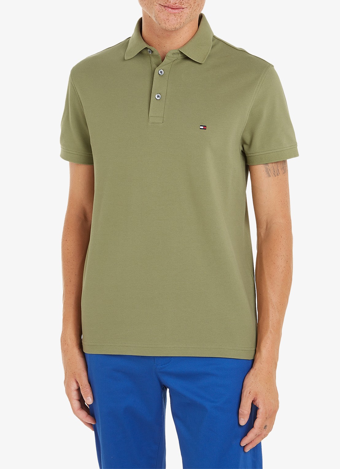 Tommy Hilfiger 1985 slim fit polo met logoborduring - detail 2 faded olive / groen