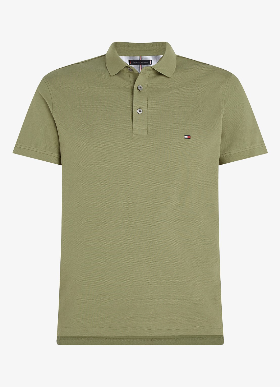 Tommy Hilfiger 1985 slim fit polo met logoborduring - voorkant 5 faded olive / groen