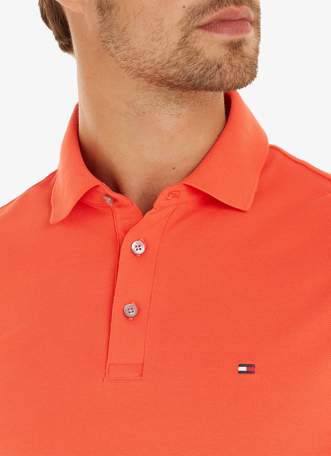 Tommy Hilfiger 1985 slim fit polo met logoborduring - detail 4 sun kissed / oranje