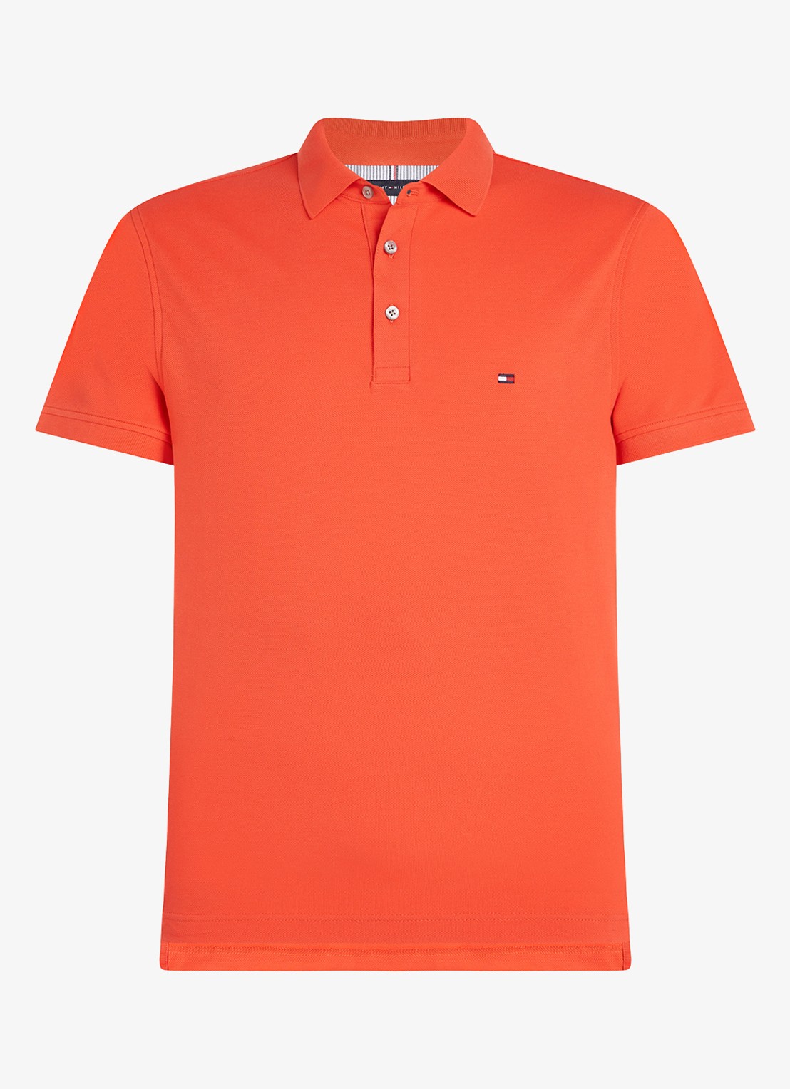 Tommy Hilfiger 1985 slim fit polo met logoborduring - voorkant sun kissed / oranje