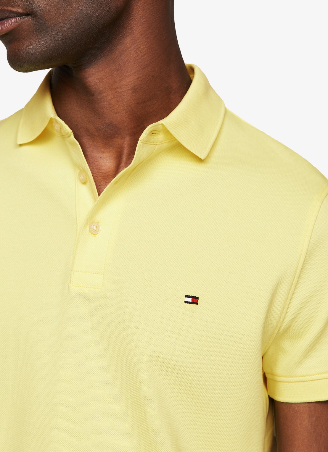 Tommy Hilfiger 1985 slim fit polo met logoborduring - detail 4 yellow tulip / geel