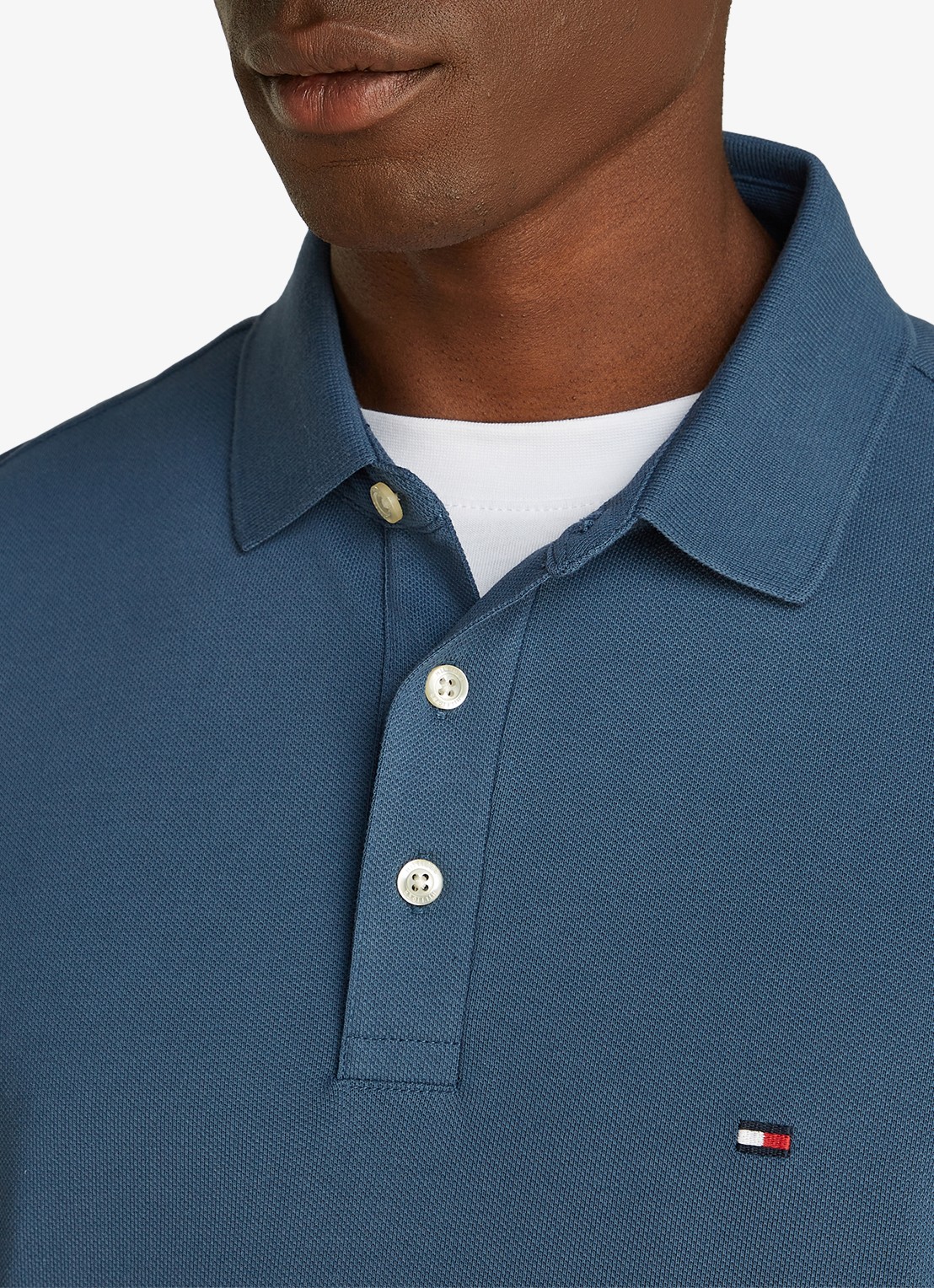 Tommy Hilfiger 1985 slim fit polo met logoborduring - detail 7 aegean sea / blauw