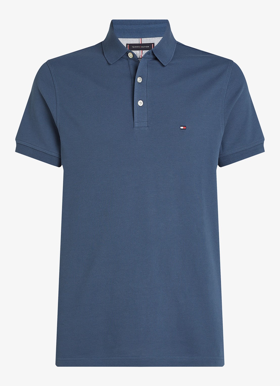 Tommy Hilfiger 1985 slim fit polo met logoborduring - voorkant aegean sea / blauw