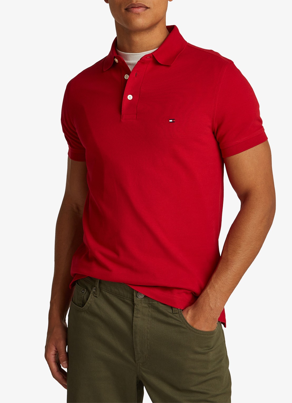 Tommy Hilfiger 1985 slim fit polo met logoborduring - detail 2 medium red / rood