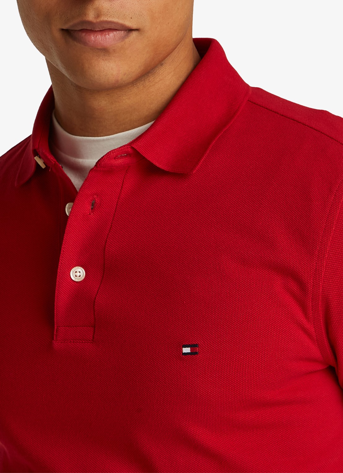 Tommy Hilfiger 1985 slim fit polo met logoborduring - detail 3 medium red / rood