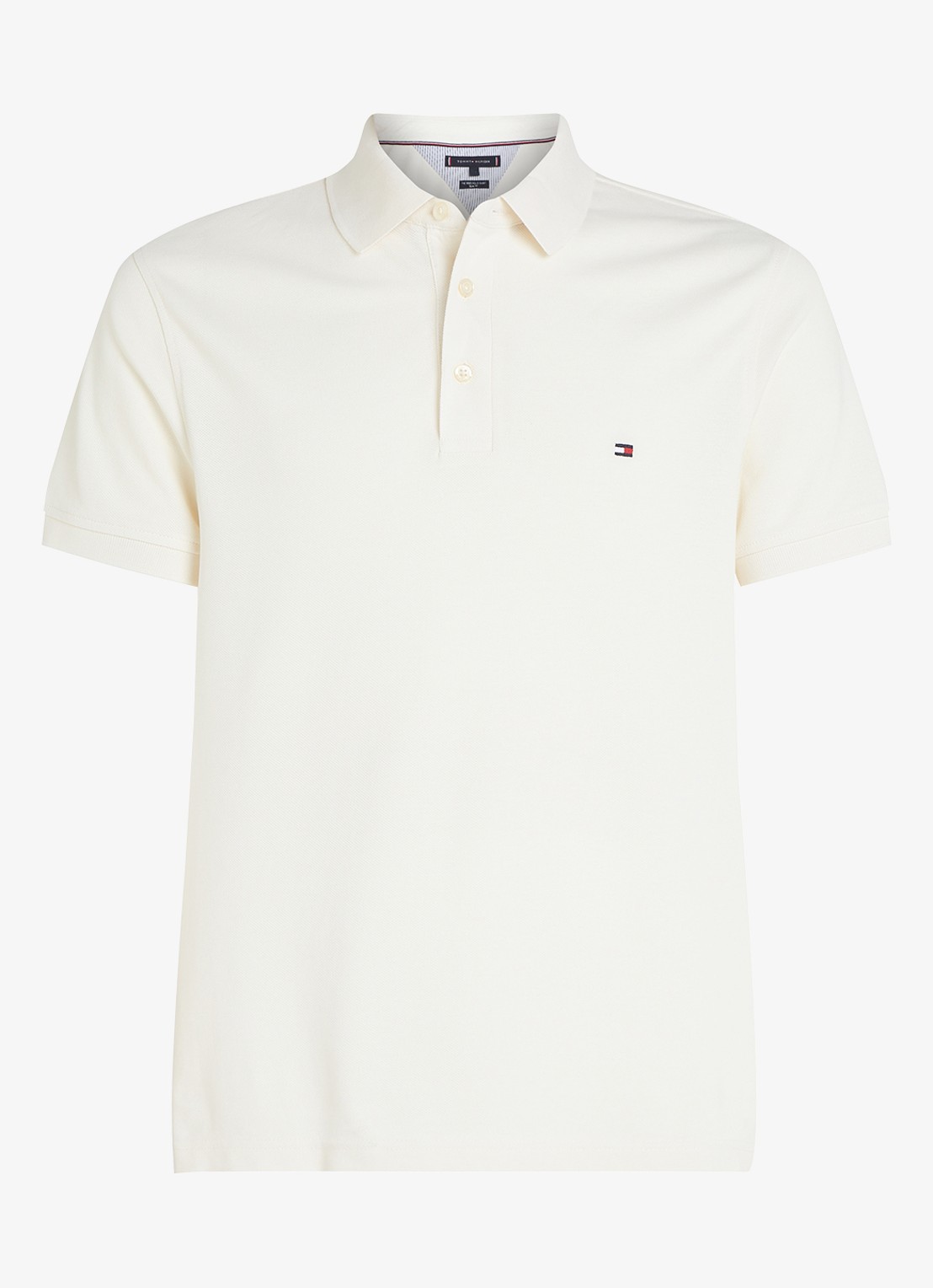 Tommy Hilfiger 1985 slim fit polo met logoborduring - voorkant 2 ivory petal / geel