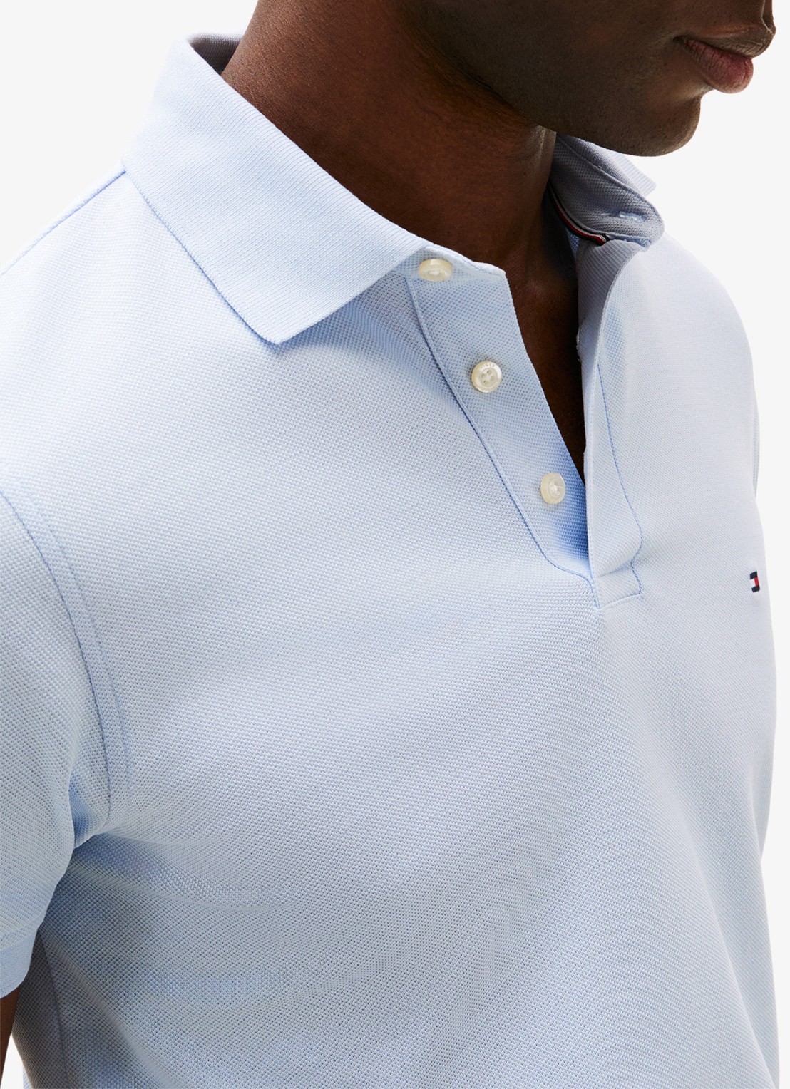 Tommy Hilfiger 1985 slim fit polo met logoborduring - detail 5 breezy blue / blauw