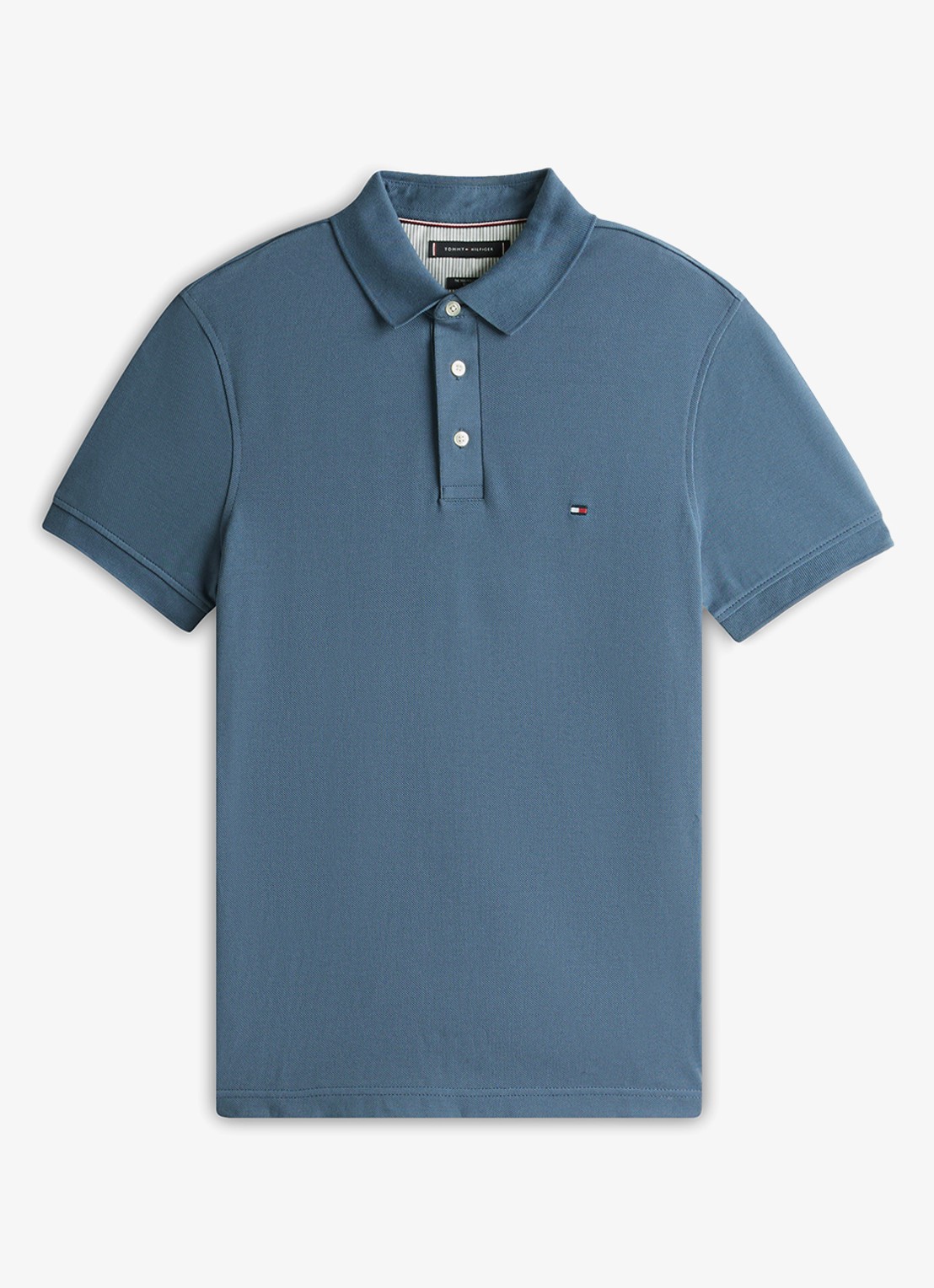 Tommy Hilfiger 1985 slim fit polo met logoborduring - voorkant 3 aegean sea / blauw