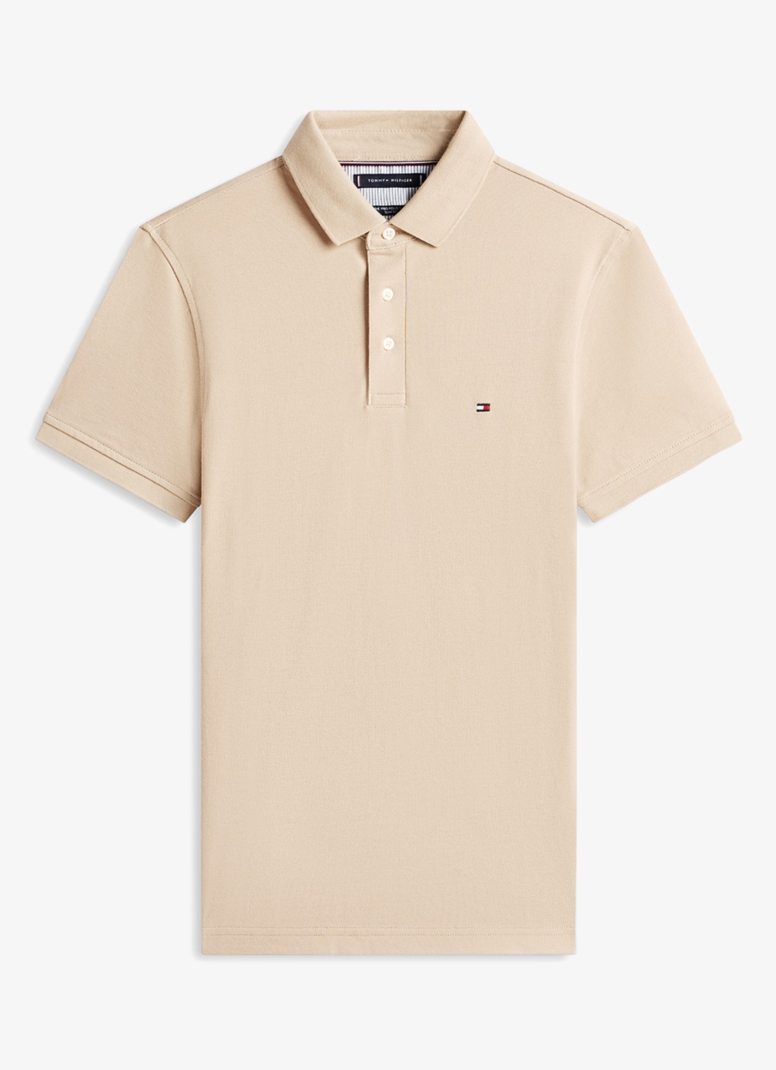 Tommy Hilfiger 1985 slim fit polo met logoborduring - voorkant 4 sandalwood-rbt / beige