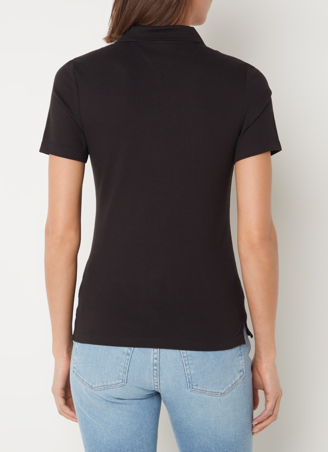 Tommy Hilfiger 1985 slim fit polo van piqué katoen met logo - achterkant zwart