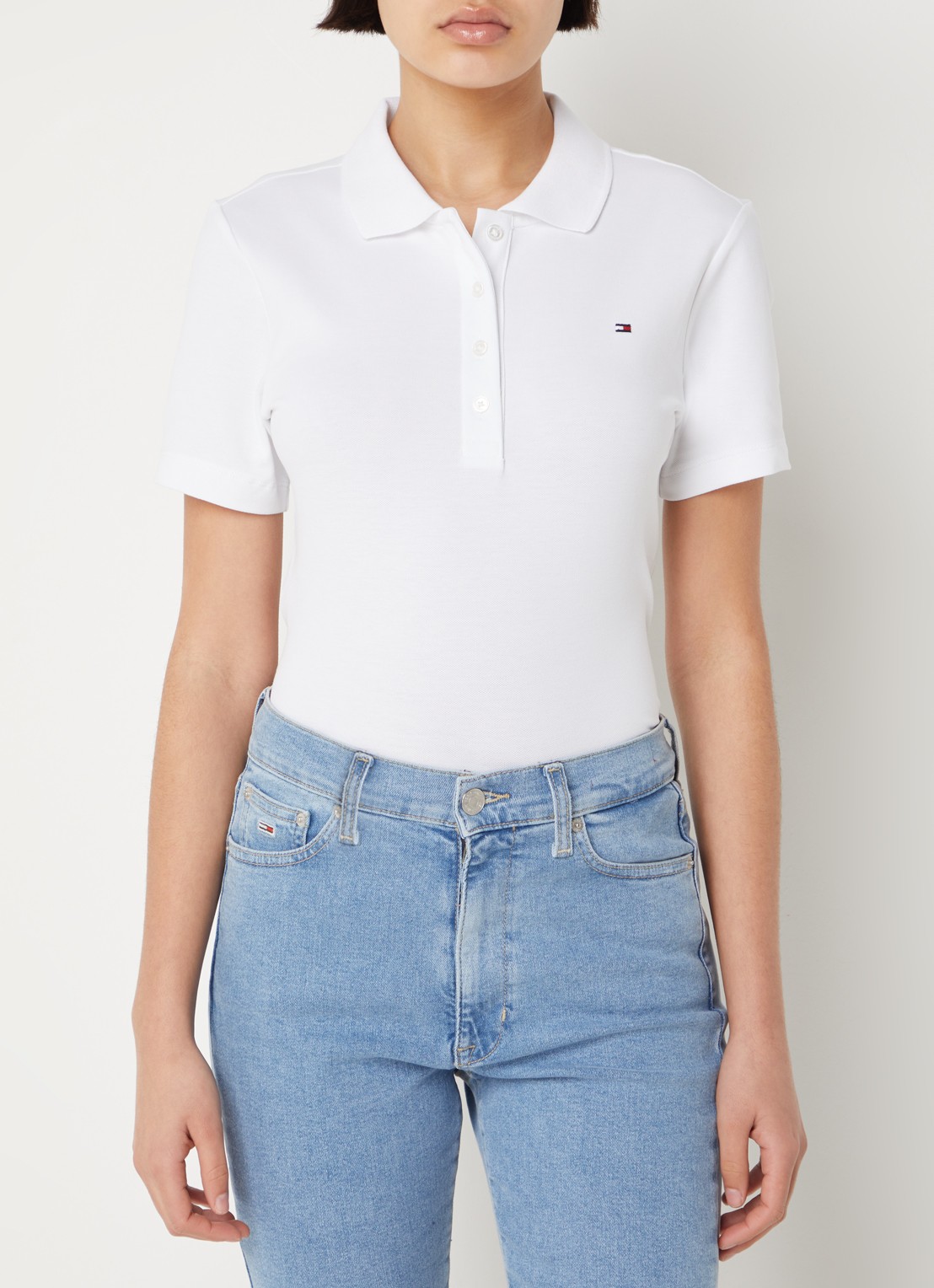 Tommy Hilfiger 1985 slim fit polo van piqué katoen met logo - detail 2 wit