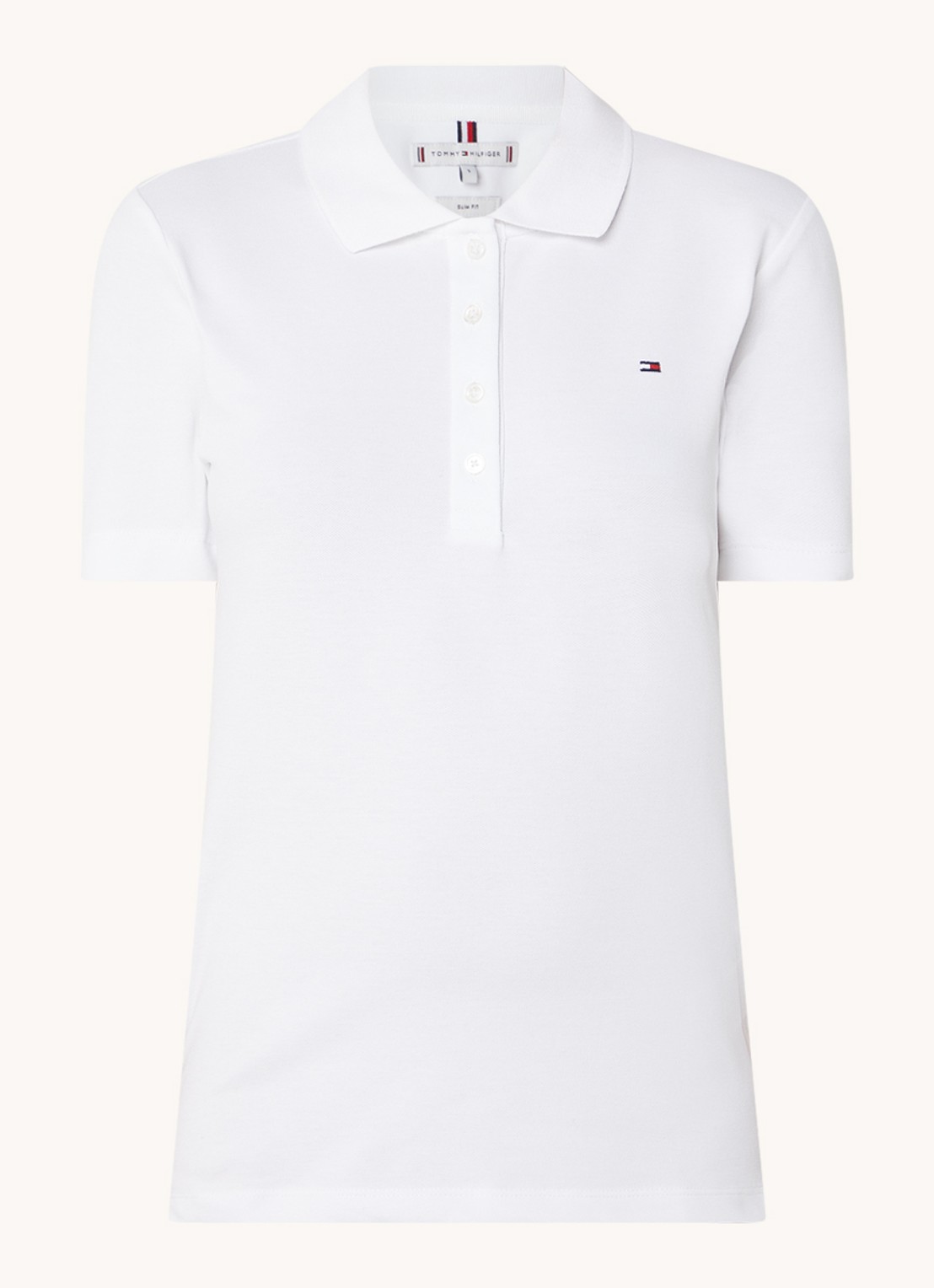 Tommy Hilfiger 1985 slim fit polo van piqué katoen met logo - voorkant 3 wit