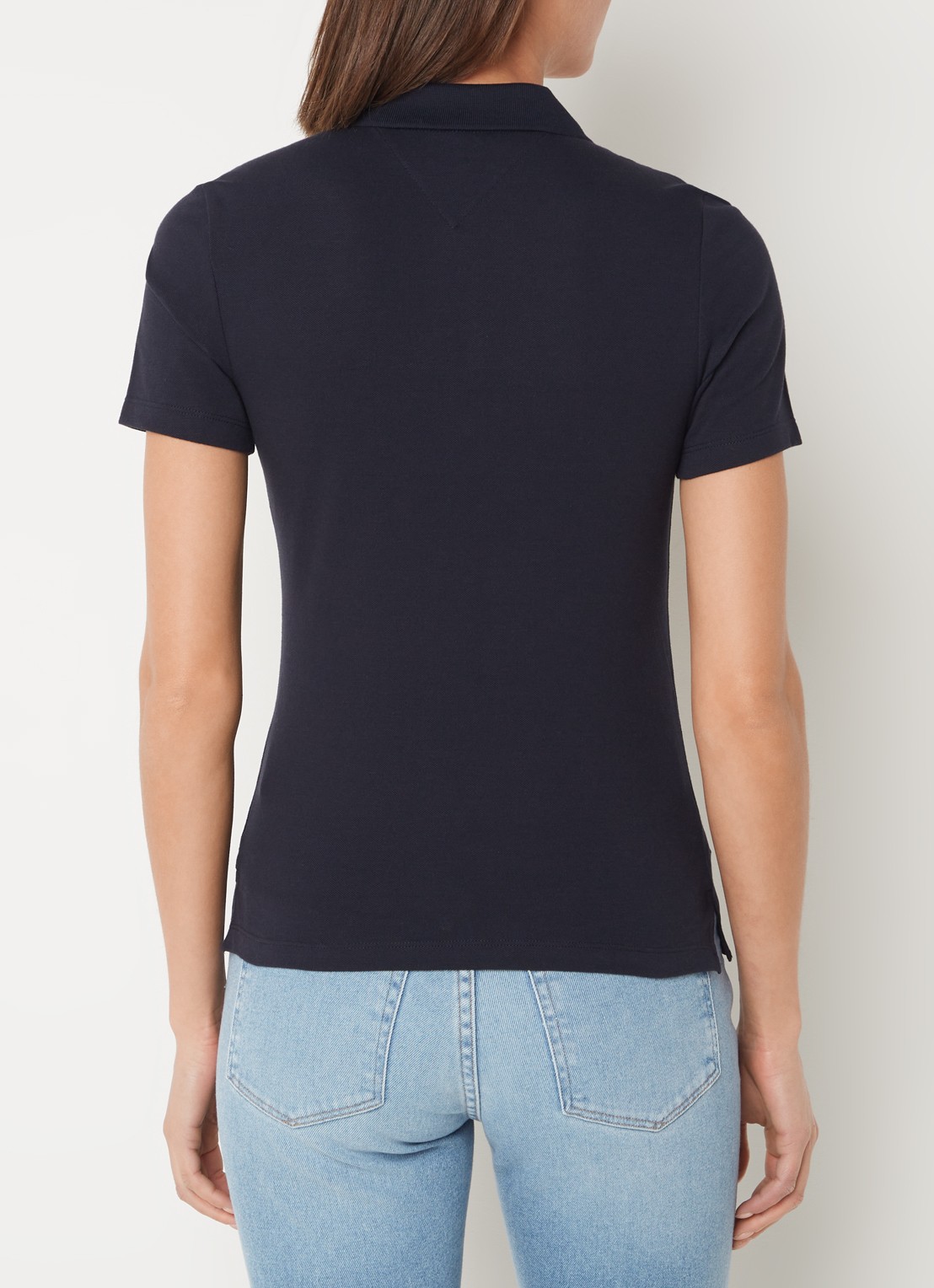 Tommy Hilfiger 1985 slim fit polo van piqué katoen met logo - achterkant donkerblauw