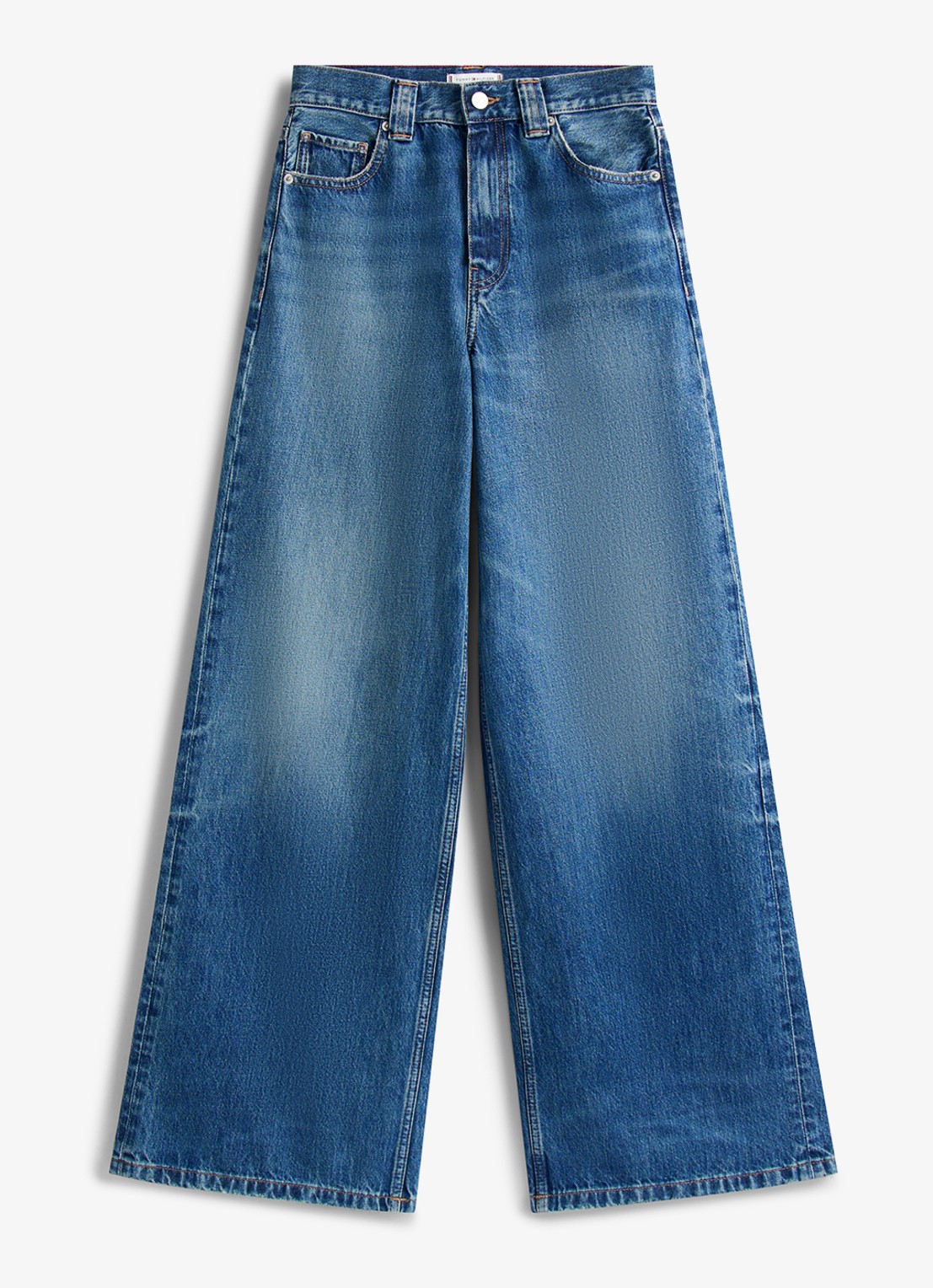 Tommy Hilfiger 70s high waist wide leg jeans met steekzakken - voorkant 2 donkerblauw