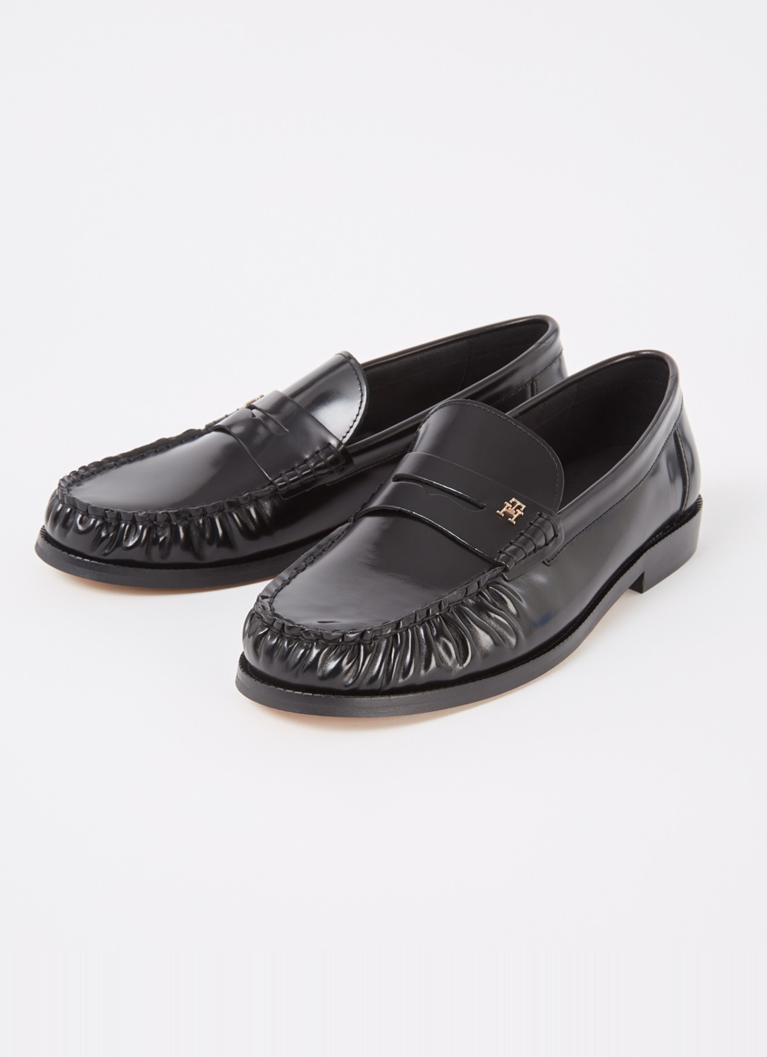Tommy Hilfiger Abrasivato loafer van leer - detail 3 zwart