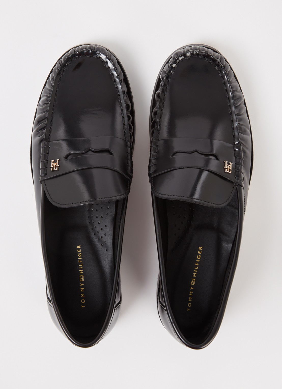 Tommy Hilfiger Abrasivato loafer van leer - detail 4 zwart