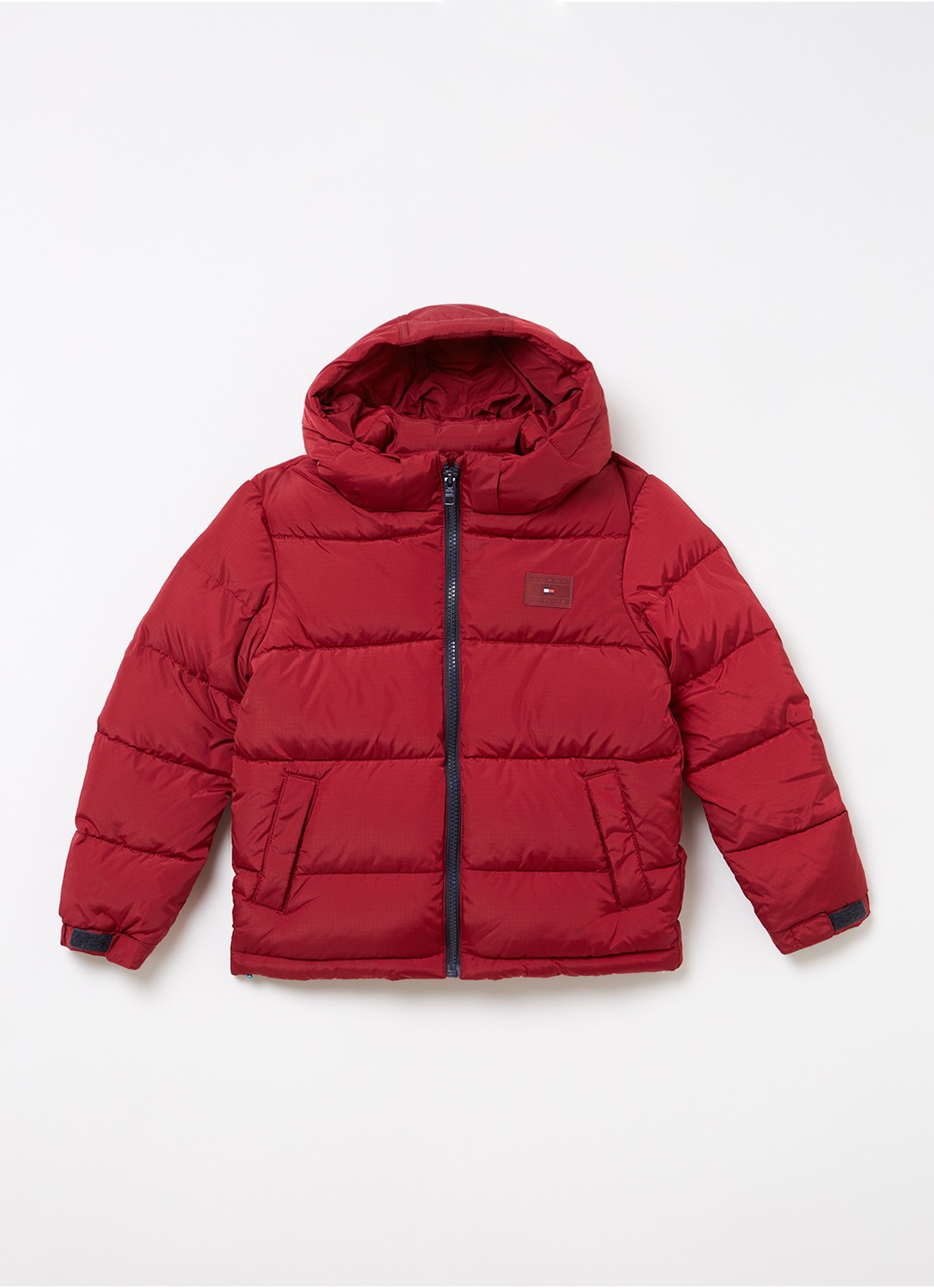 Tommy Hilfiger Alaska gewatteerde jas met afneembaar capuchon - voorkant donkerrood