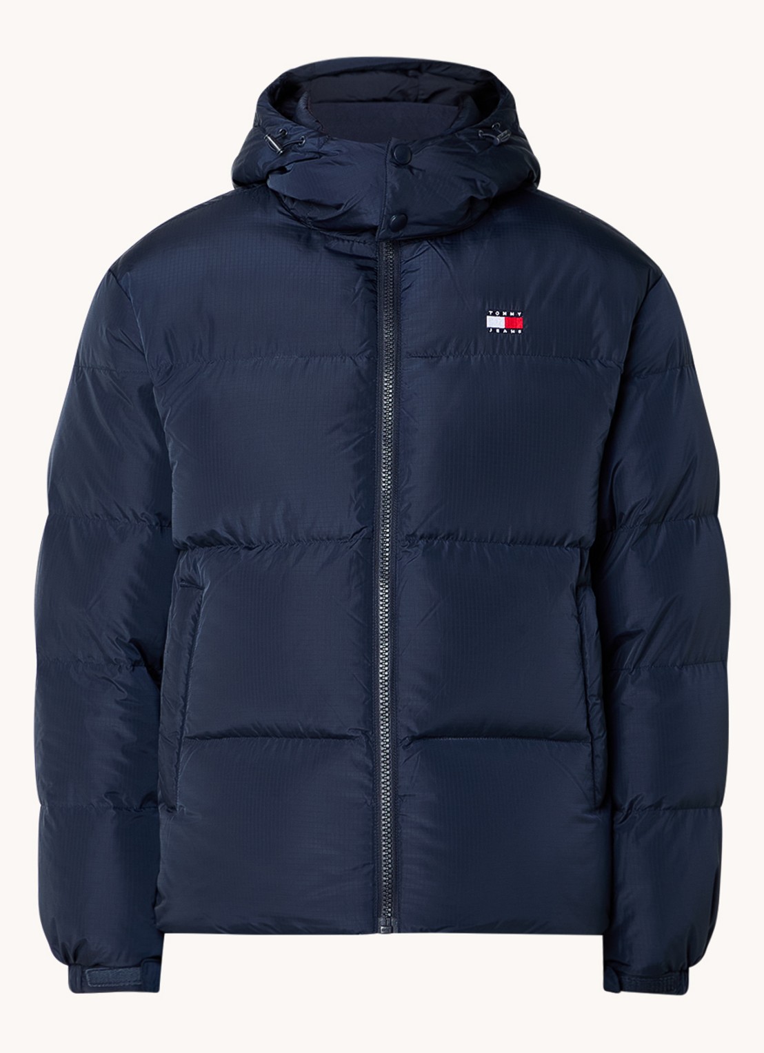Tommy Hilfiger Alaska puffer jack met donsvulling en afneembare capuchon - voorkant 2 donkerblauw