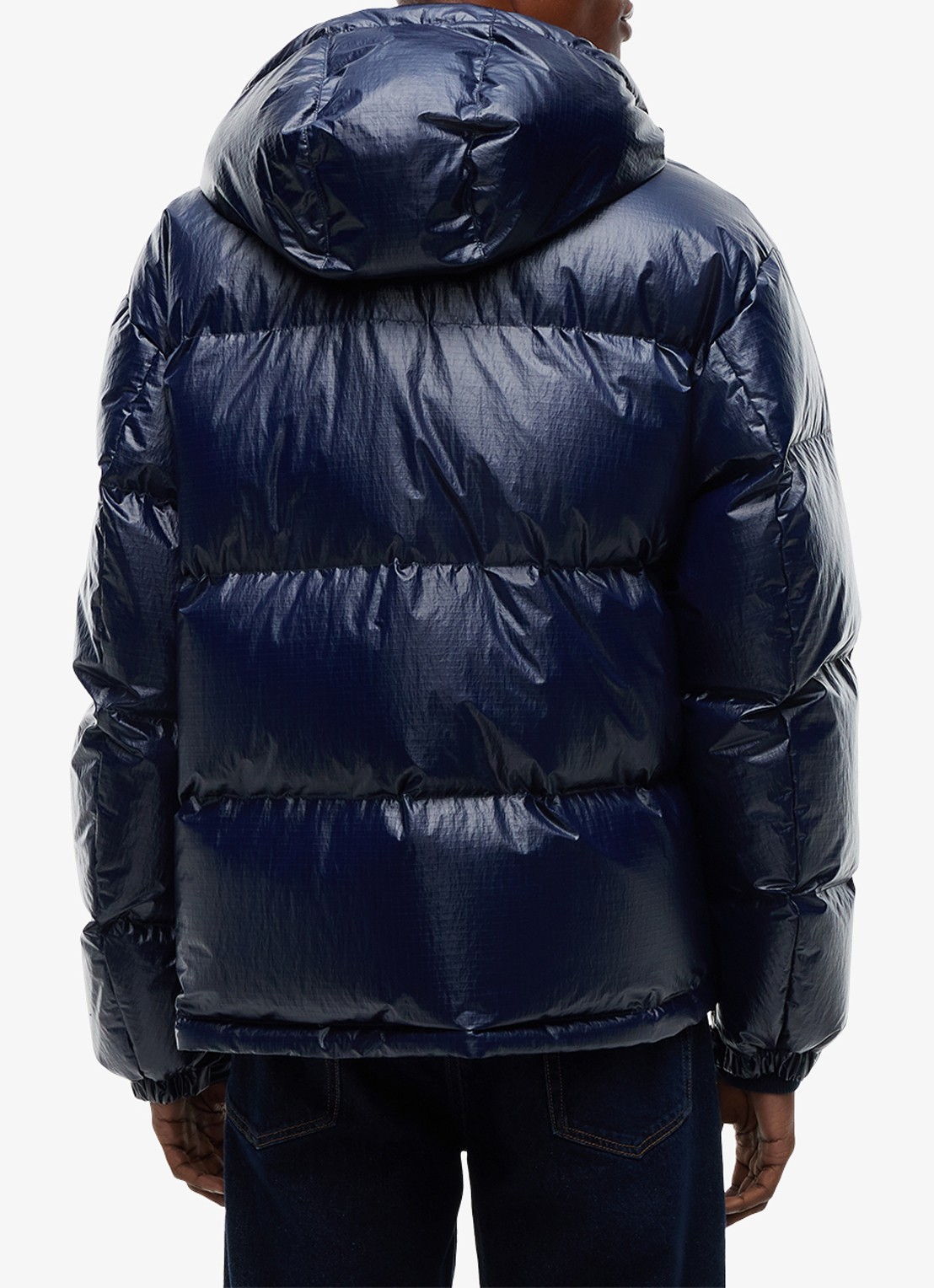 Tommy Hilfiger Alaska puffer met donsvulling en glanzende finish - achterkant 6 donkerblauw
