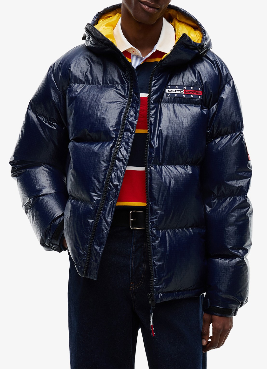 Tommy Hilfiger Alaska puffer met donsvulling en glanzende finish - detail 3 donkerblauw