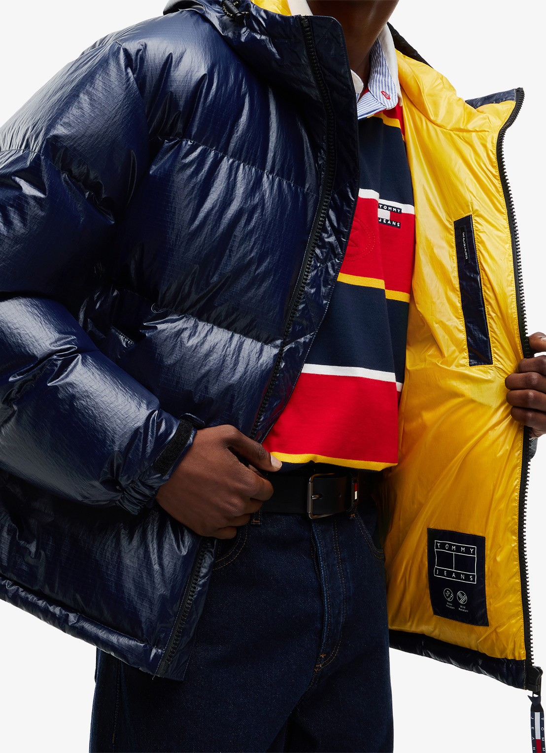 Tommy Hilfiger Alaska puffer met donsvulling en glanzende finish - detail 5 donkerblauw