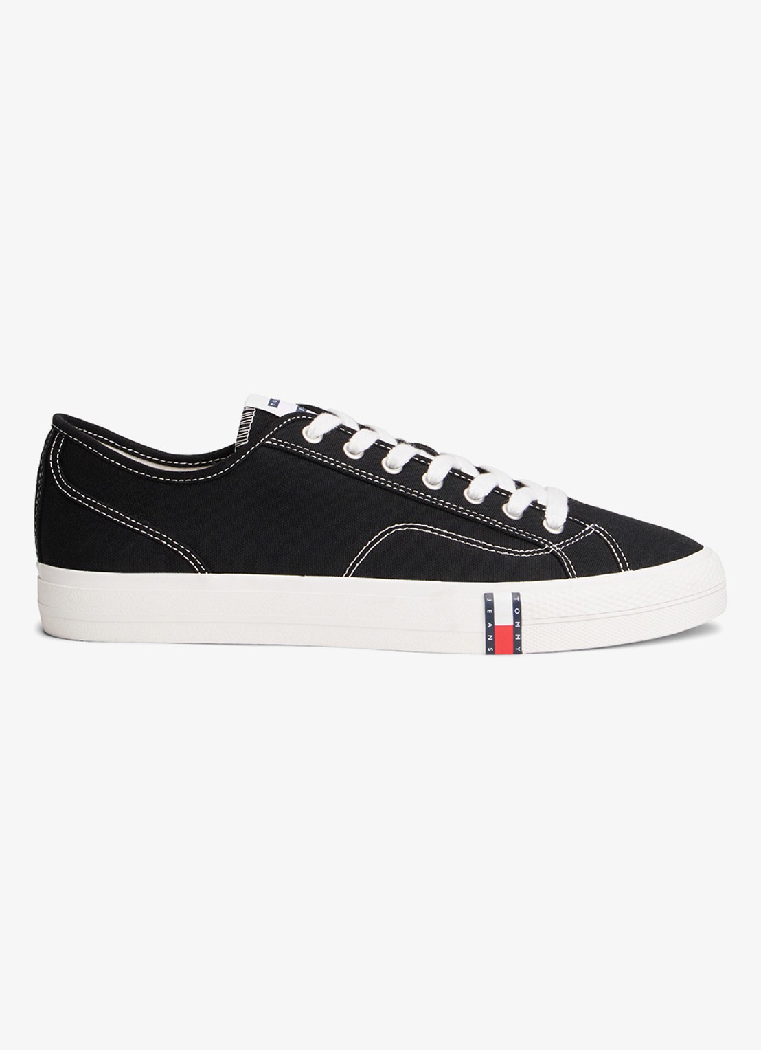 Tommy Hilfiger Archive Vulc sneaker met doorgestikte details  - voorkant 5 zwart