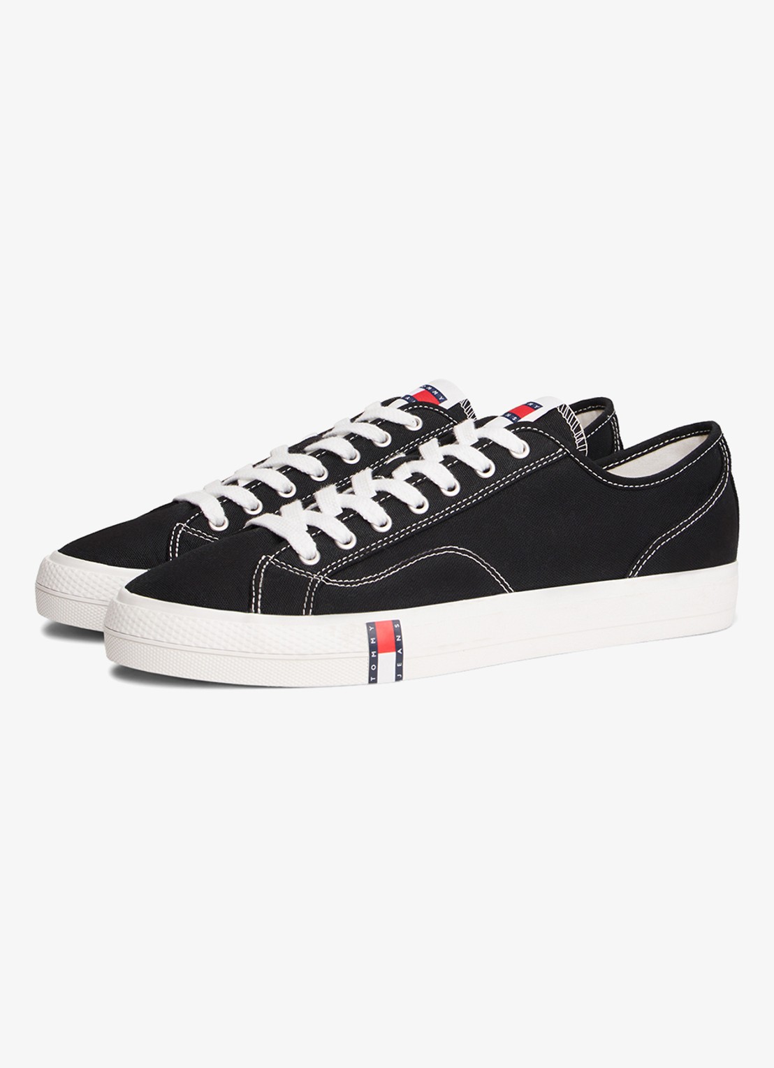 Tommy Hilfiger Archive Vulc sneaker met doorgestikte details  - voorkant 6 zwart