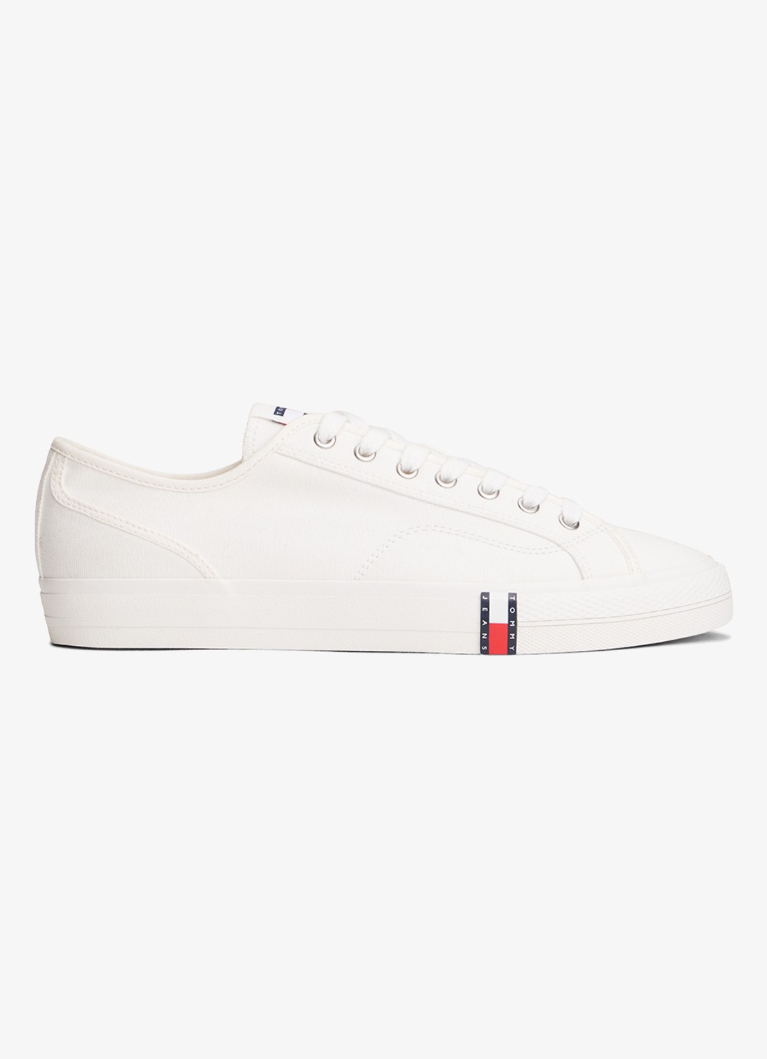 Tommy Hilfiger Archive Vulc sneaker met doorgestikte details  - voorkant 2 beige