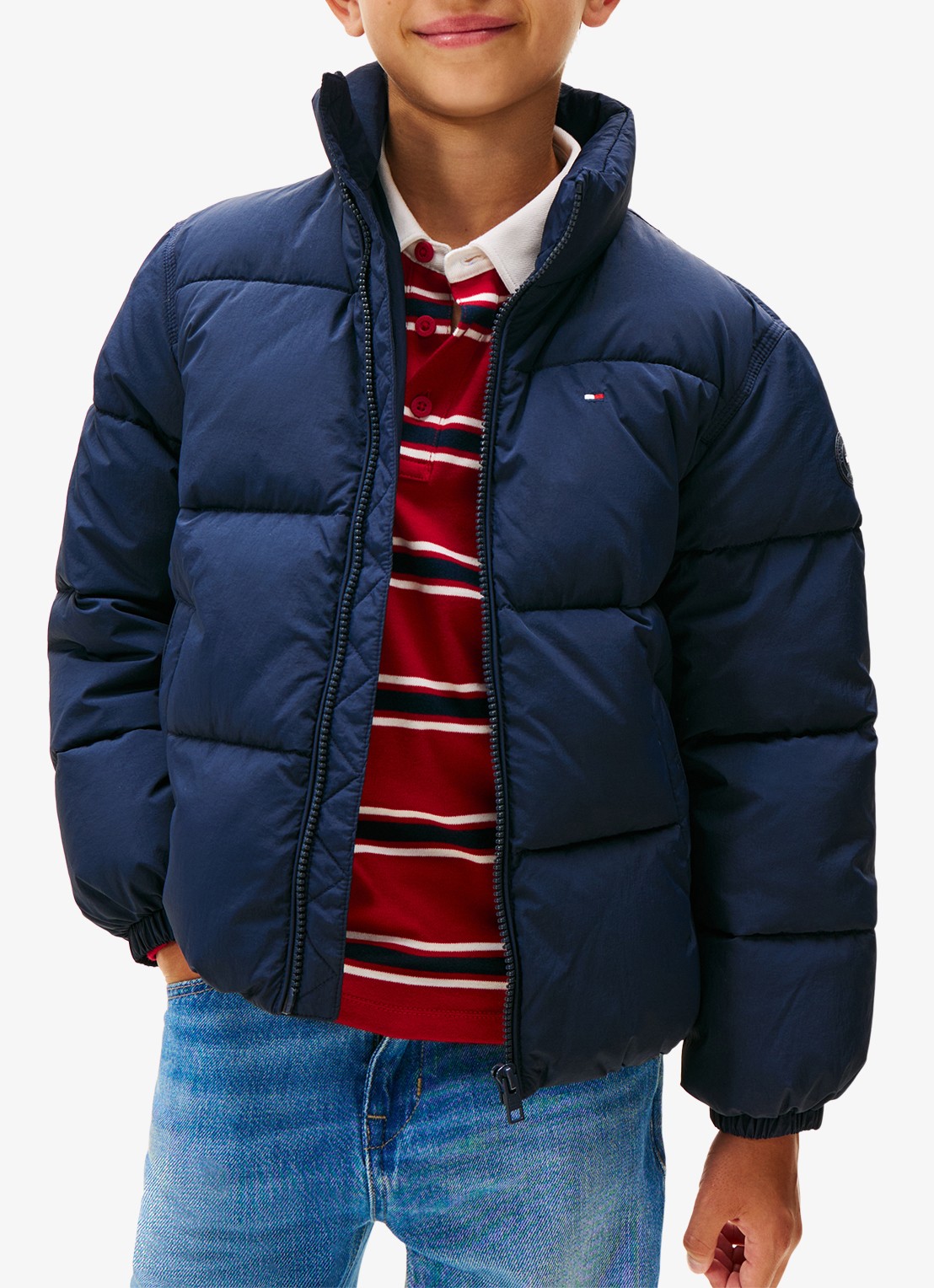 Tommy Hilfiger Back Flag puffer jas met logo - detail 3 donkerblauw