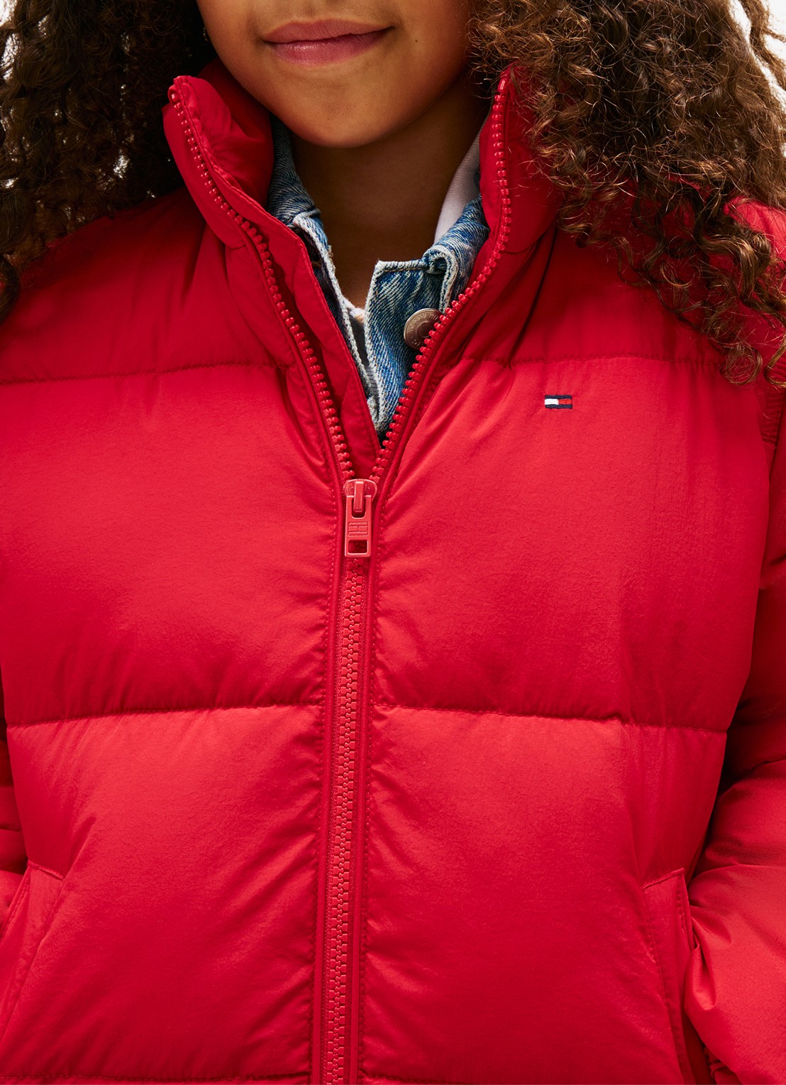 Tommy Hilfiger Back Flag puffer jas met logo - detail 5 rood