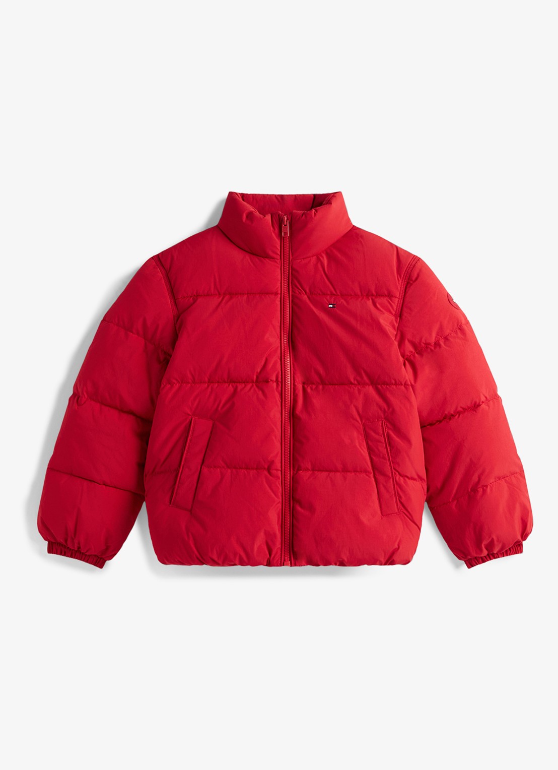 Tommy Hilfiger Back Flag puffer jas met logo - voorkant 6 rood