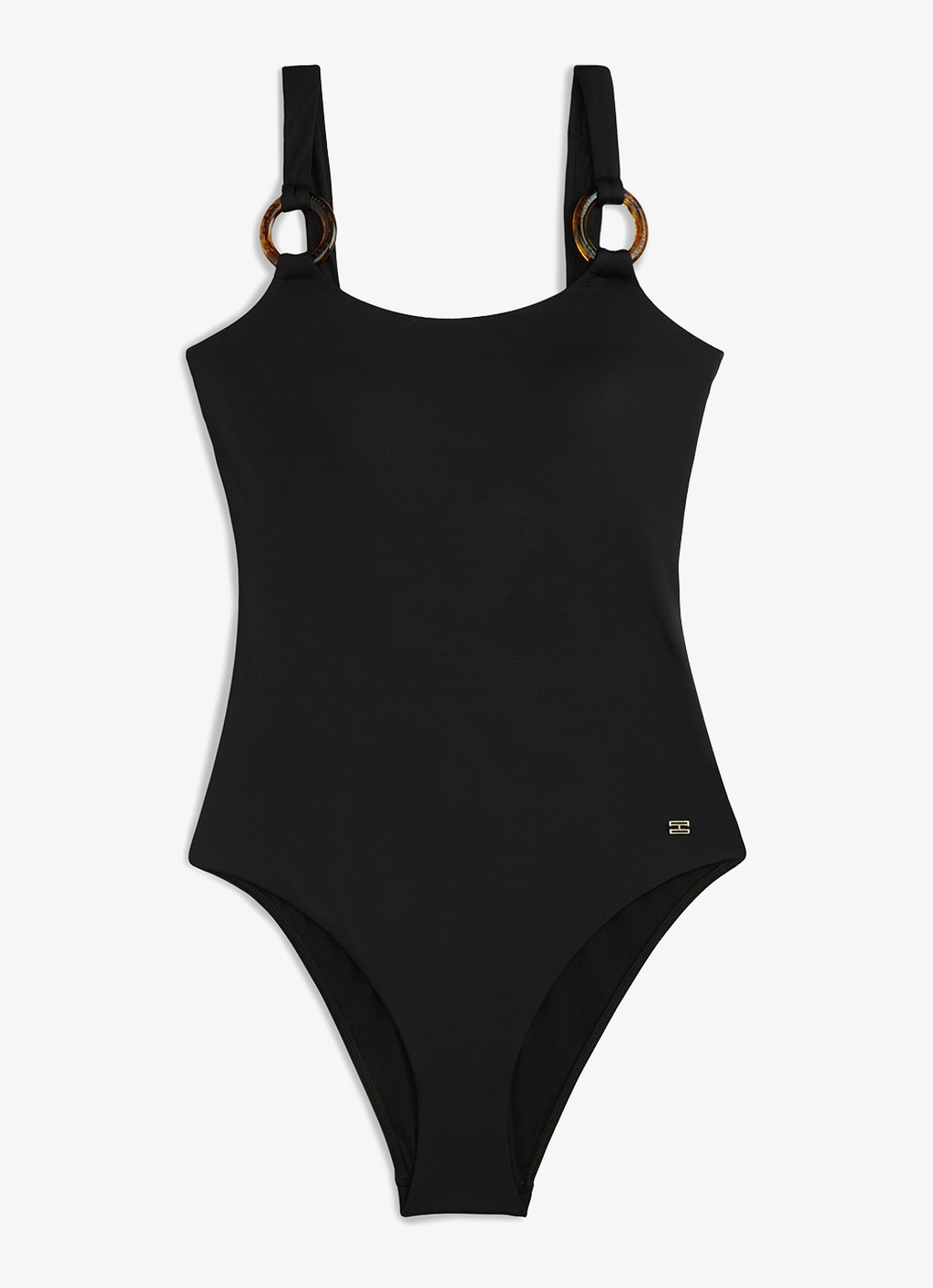 Tommy Hilfiger Badpak met cut-out detail - voorkant 4 zwart